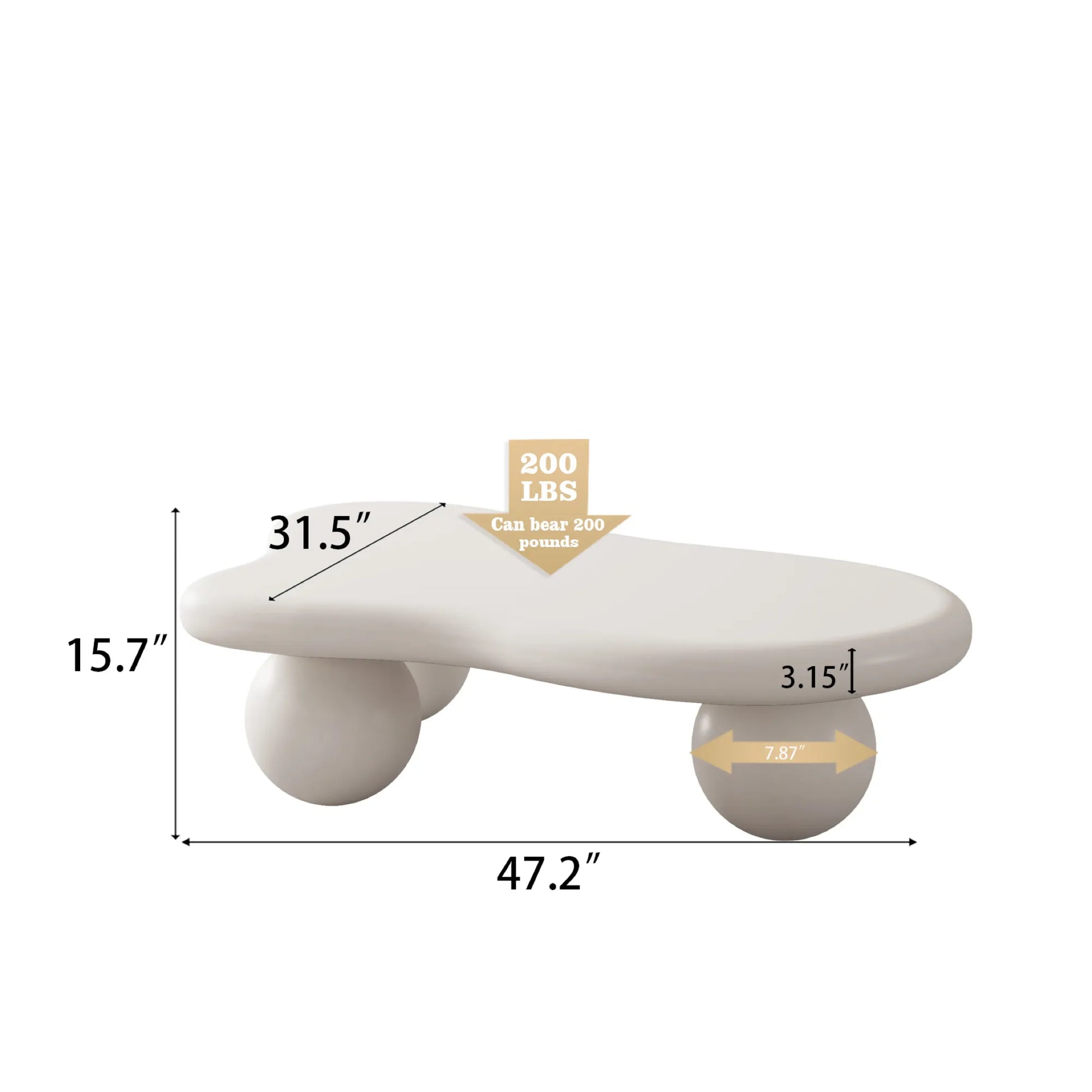 Cloud Coffee Table, With Ball Legs