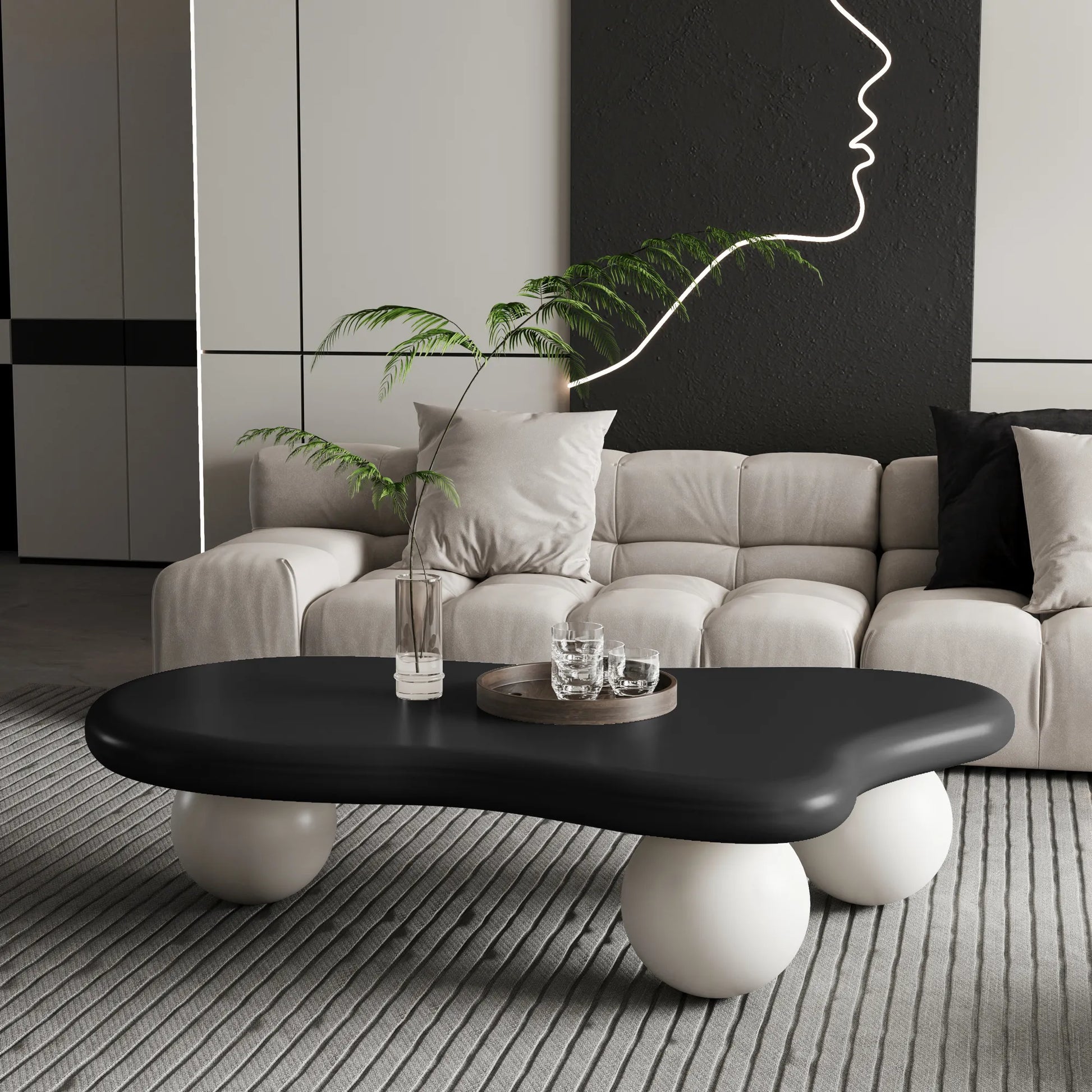 Cloud Coffee Table, With Ball Legs