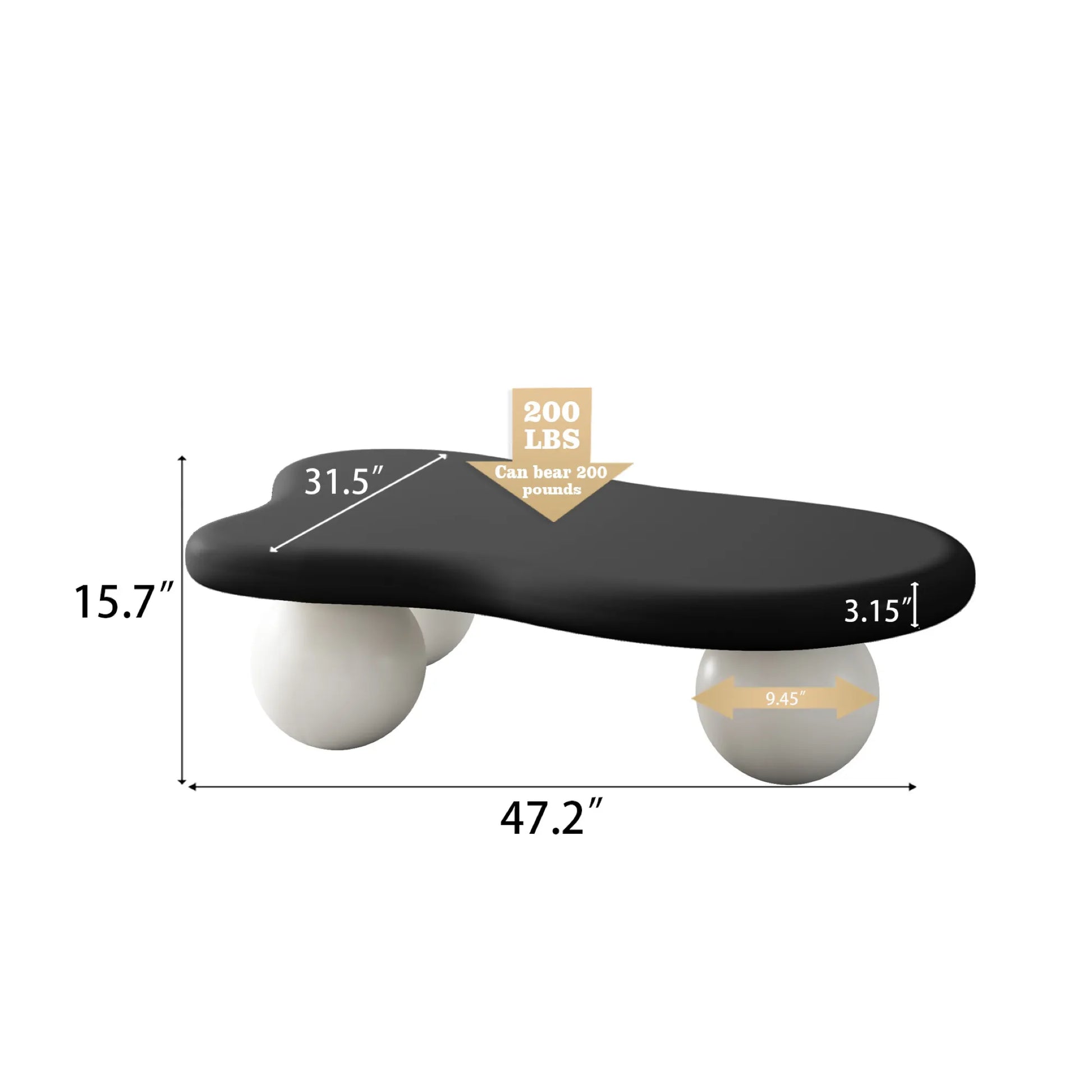 Cloud Coffee Table, With Ball Legs