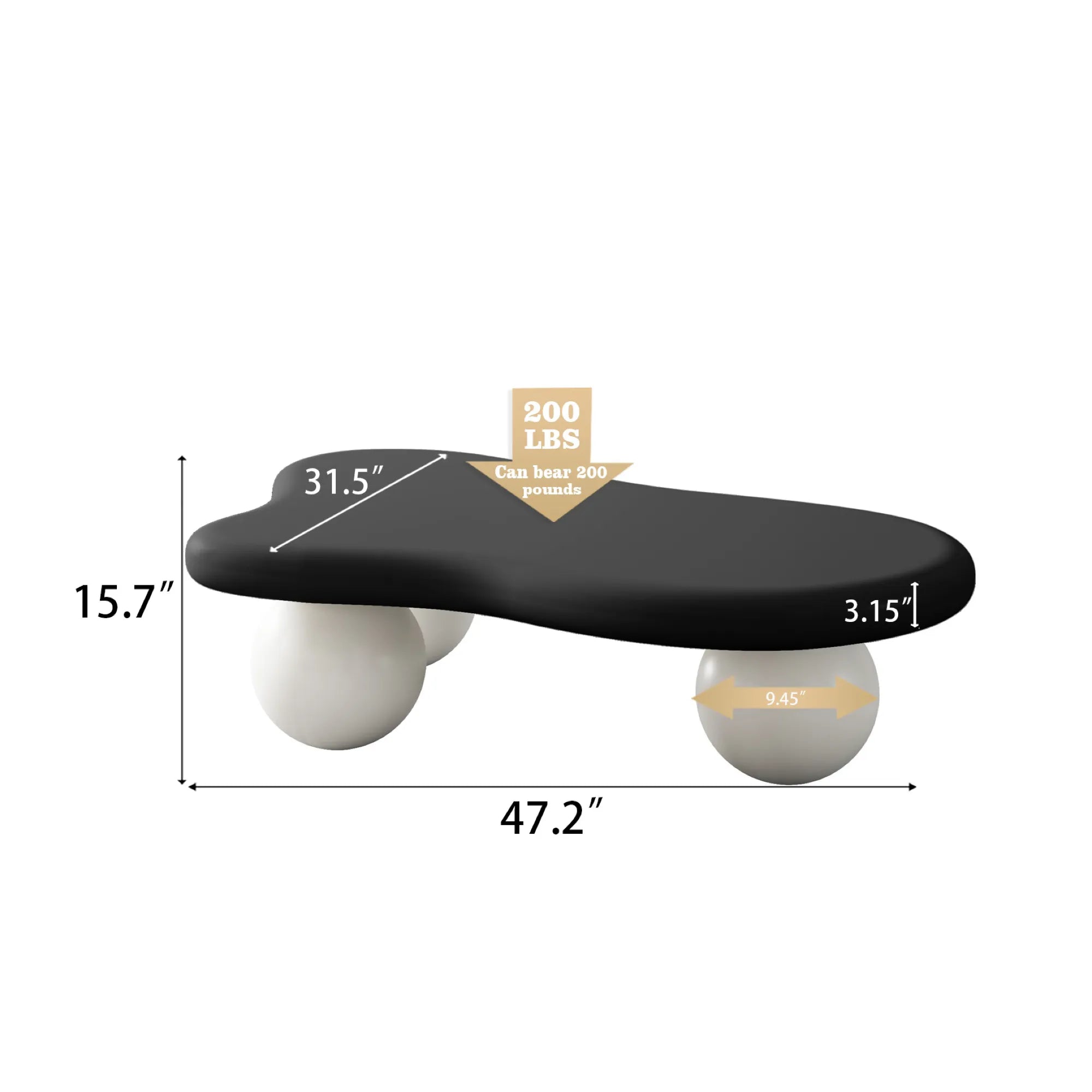 Cloud Coffee Table, With Ball Legs