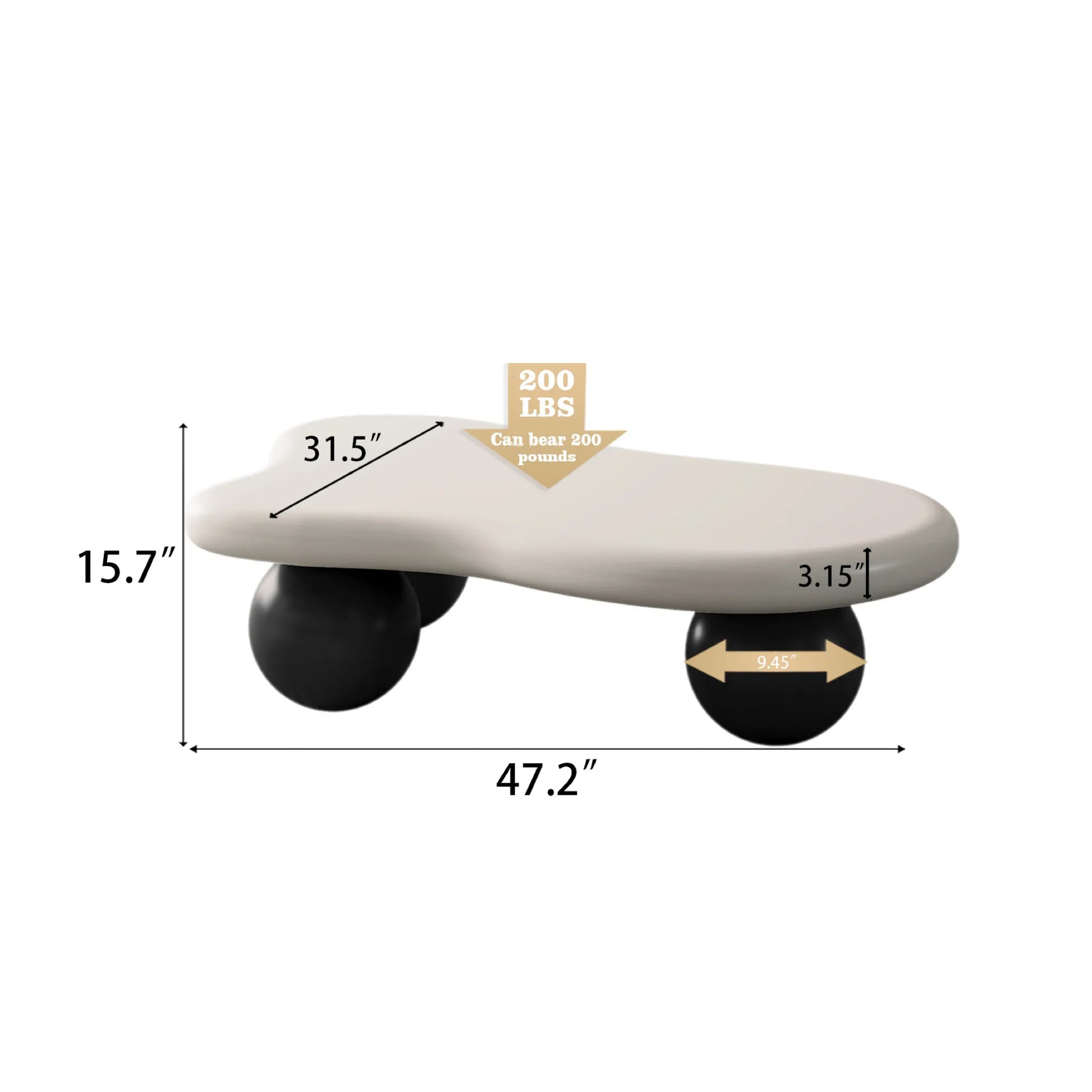 Cloud Coffee Table, With Ball Legs
