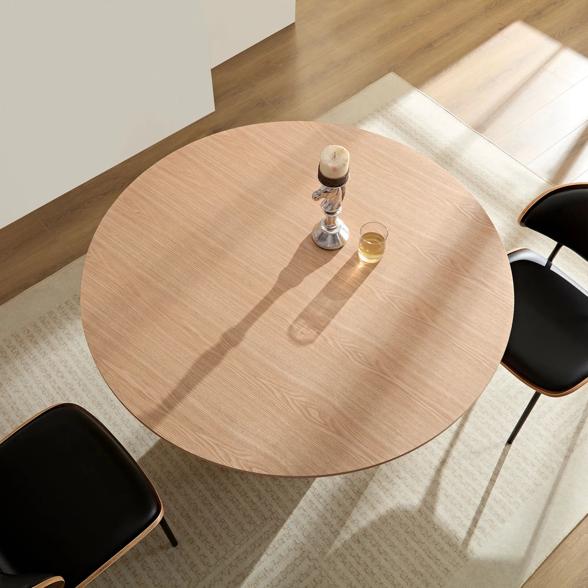 47" Mid-Century Modern Wooden Round Dining Table