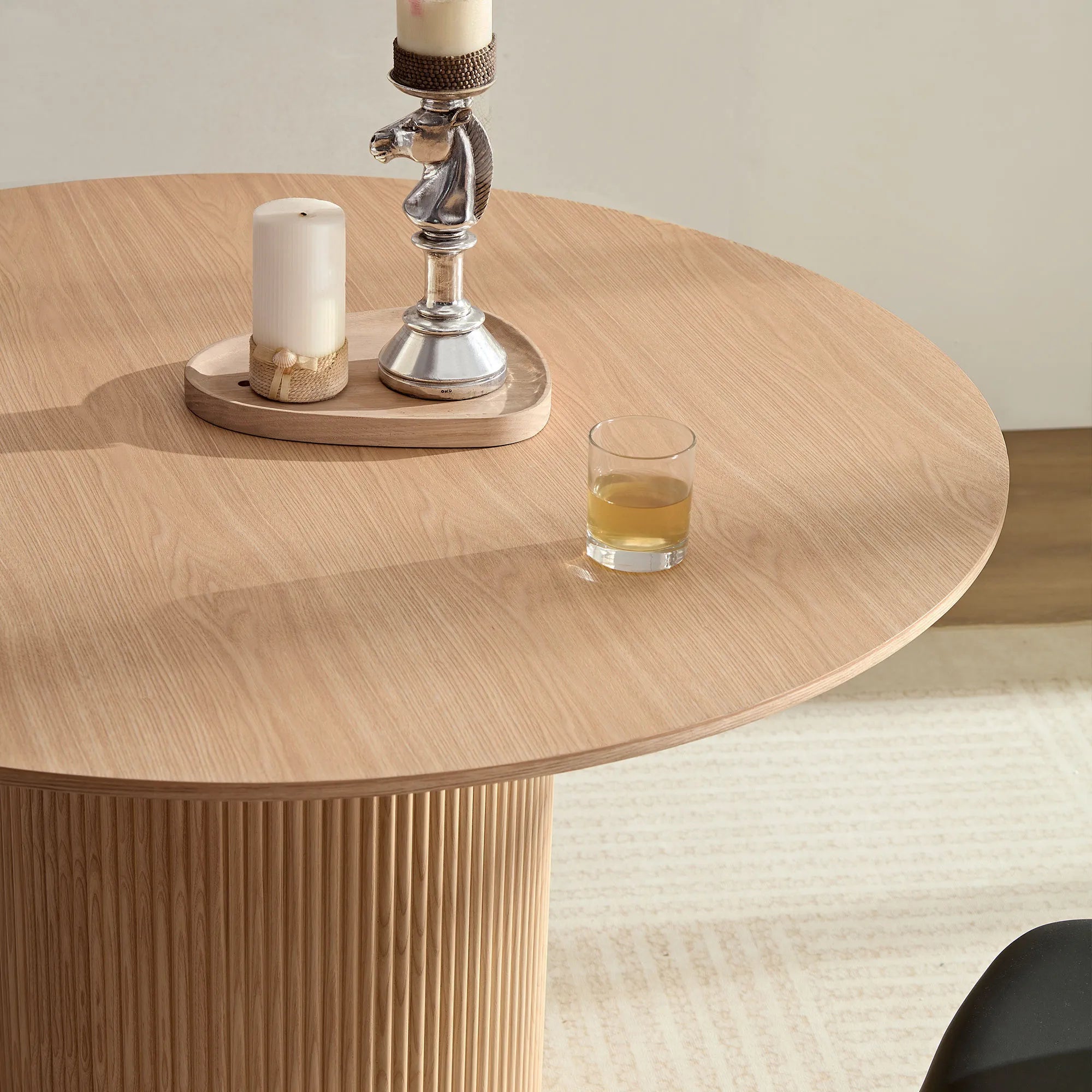 47" Mid-Century Modern Wooden Round Dining Table