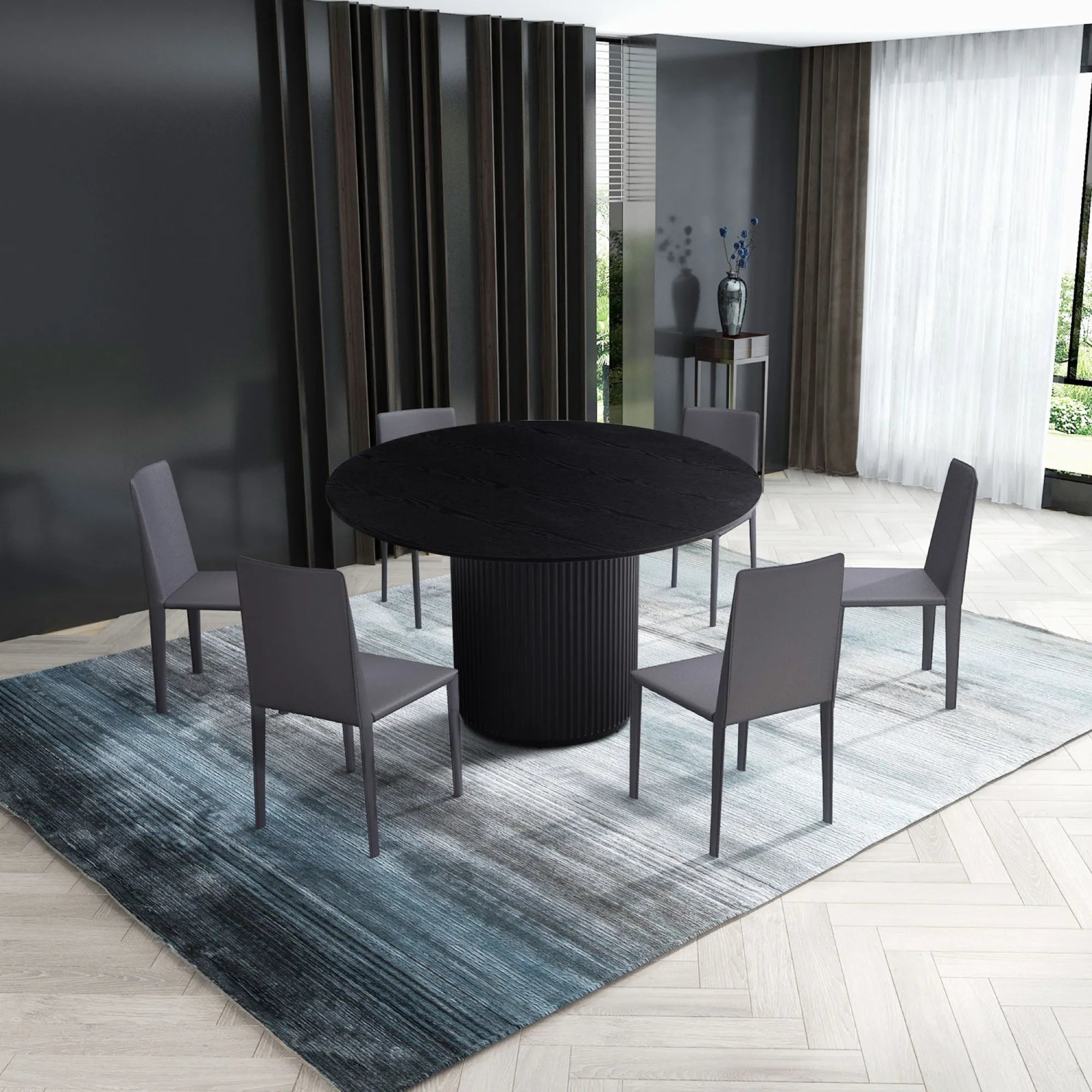 47" Mid-Century Modern Wooden Round Dining Table