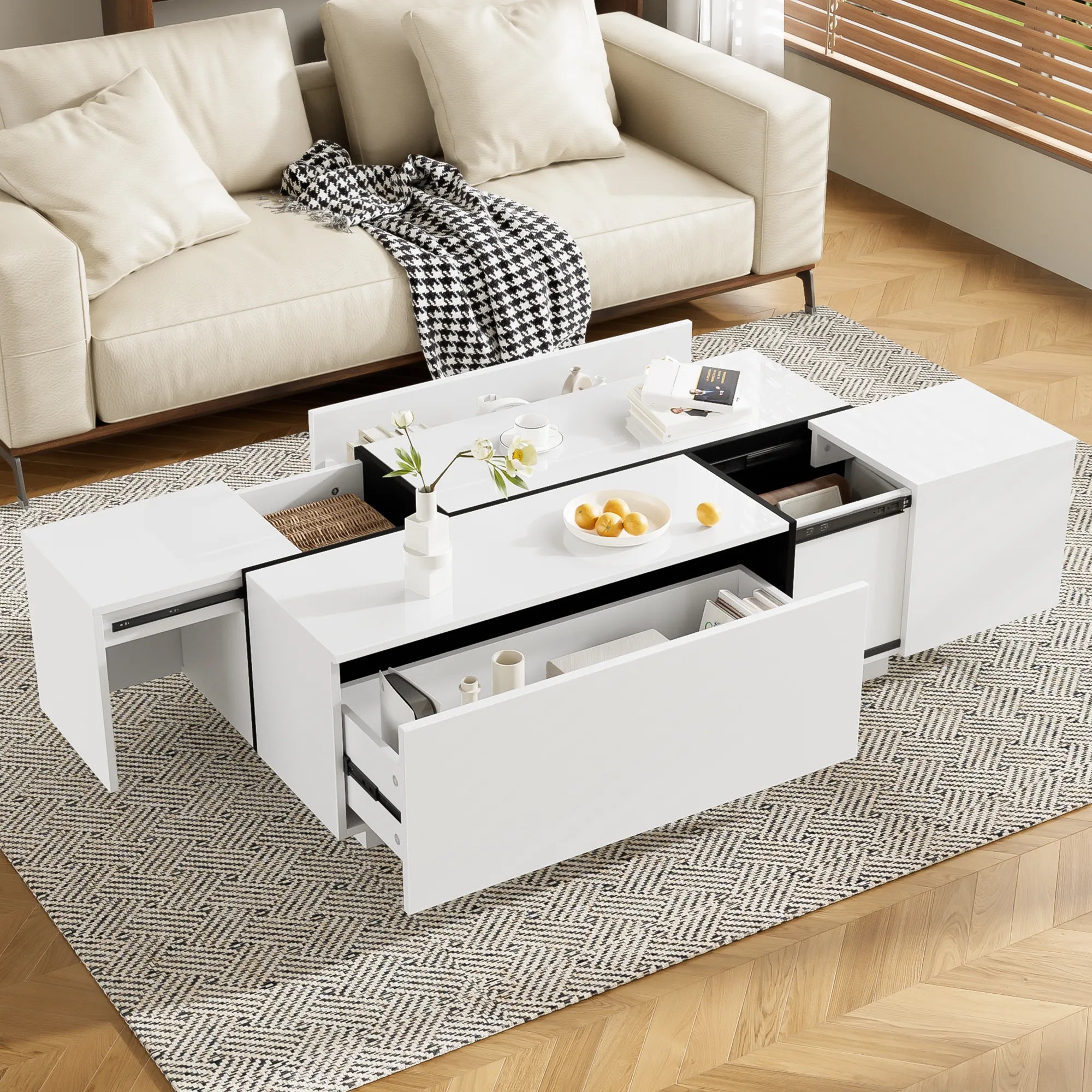47" Modern Coffee Table With Sliding Top Storage