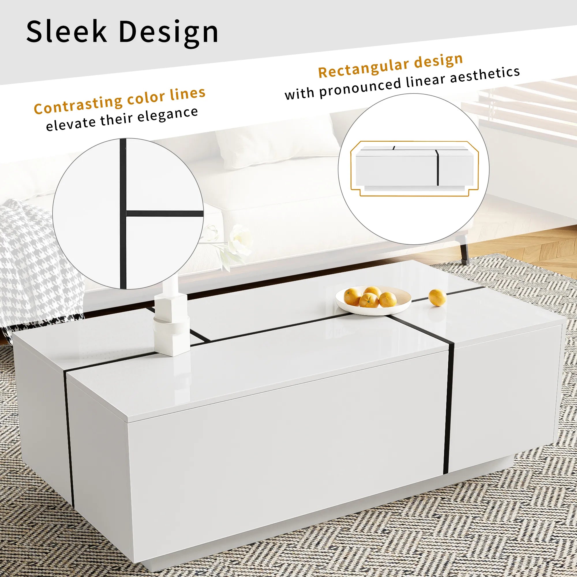 47" Modern Coffee Table With Sliding Top Storage