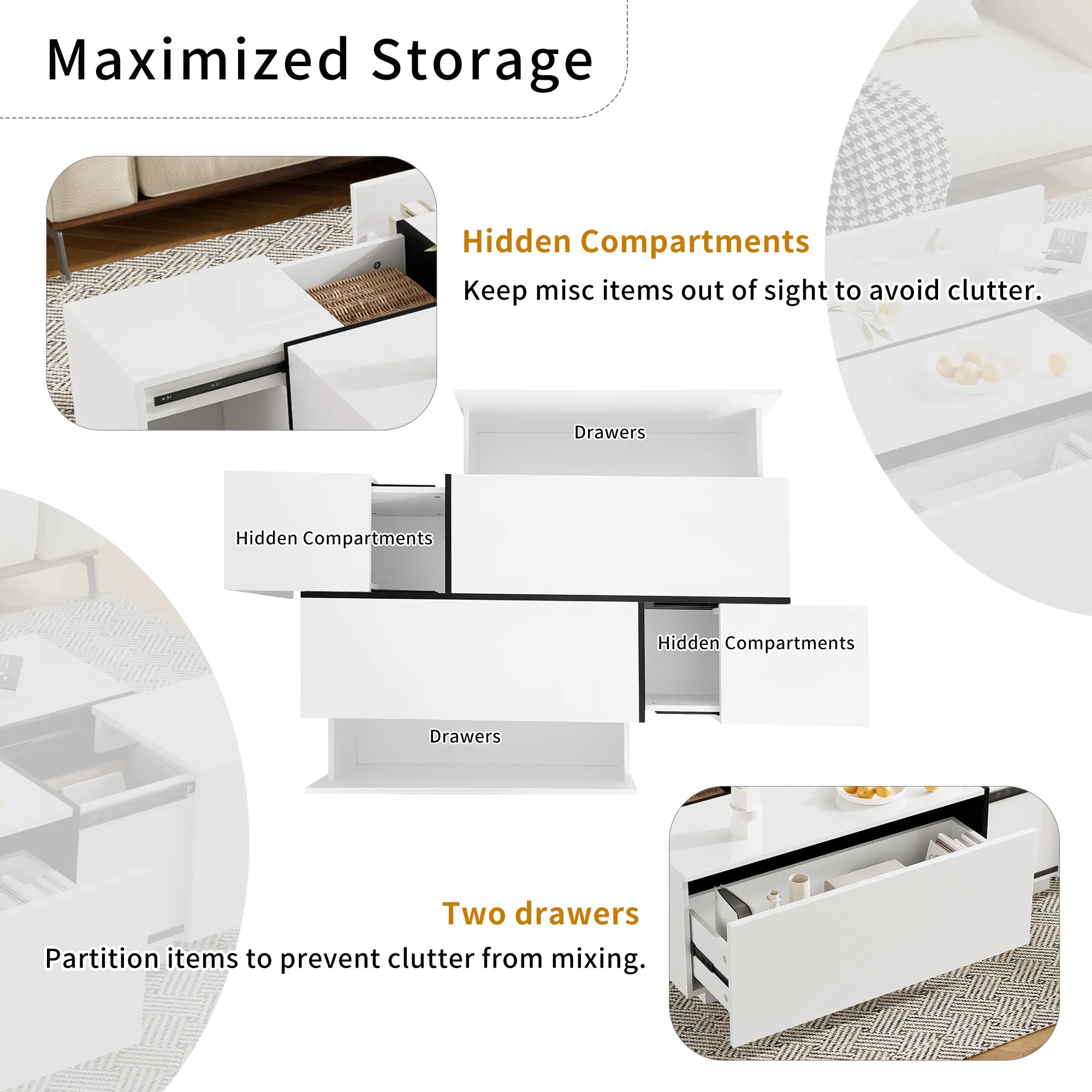 47" Modern Coffee Table With Sliding Top Storage