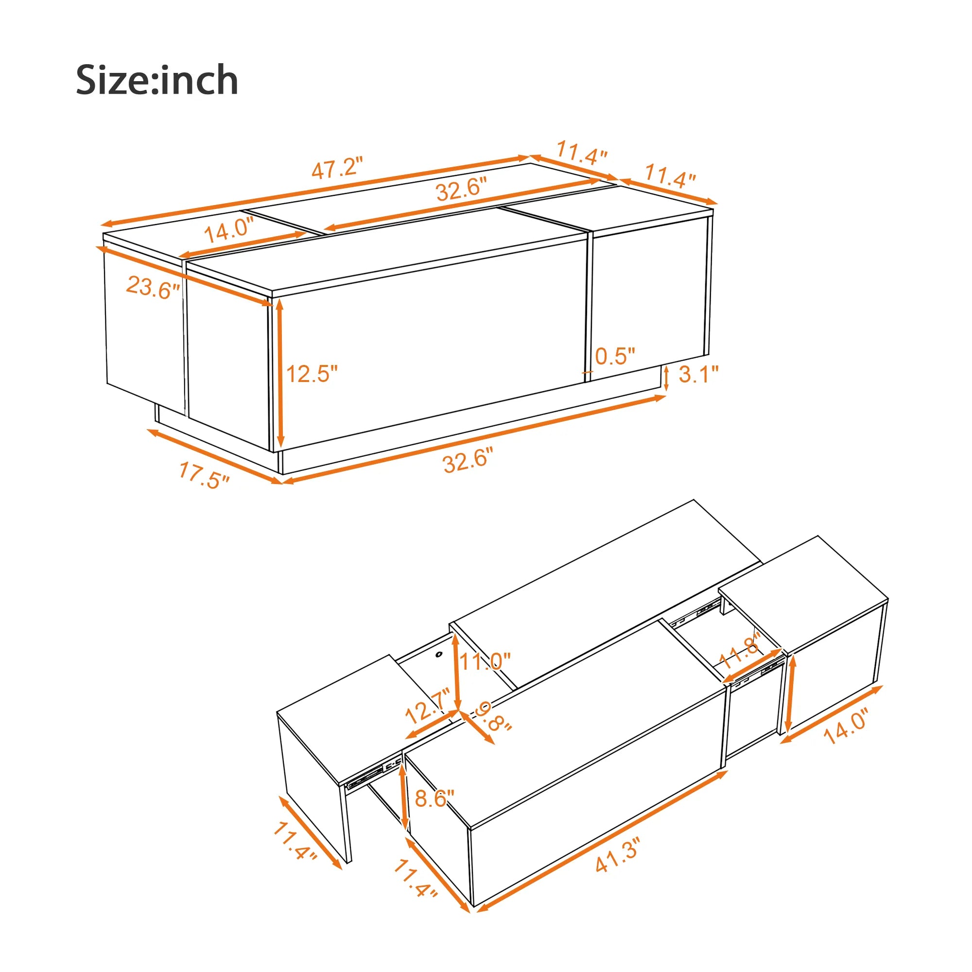 47" Modern Coffee Table With Sliding Top Storage