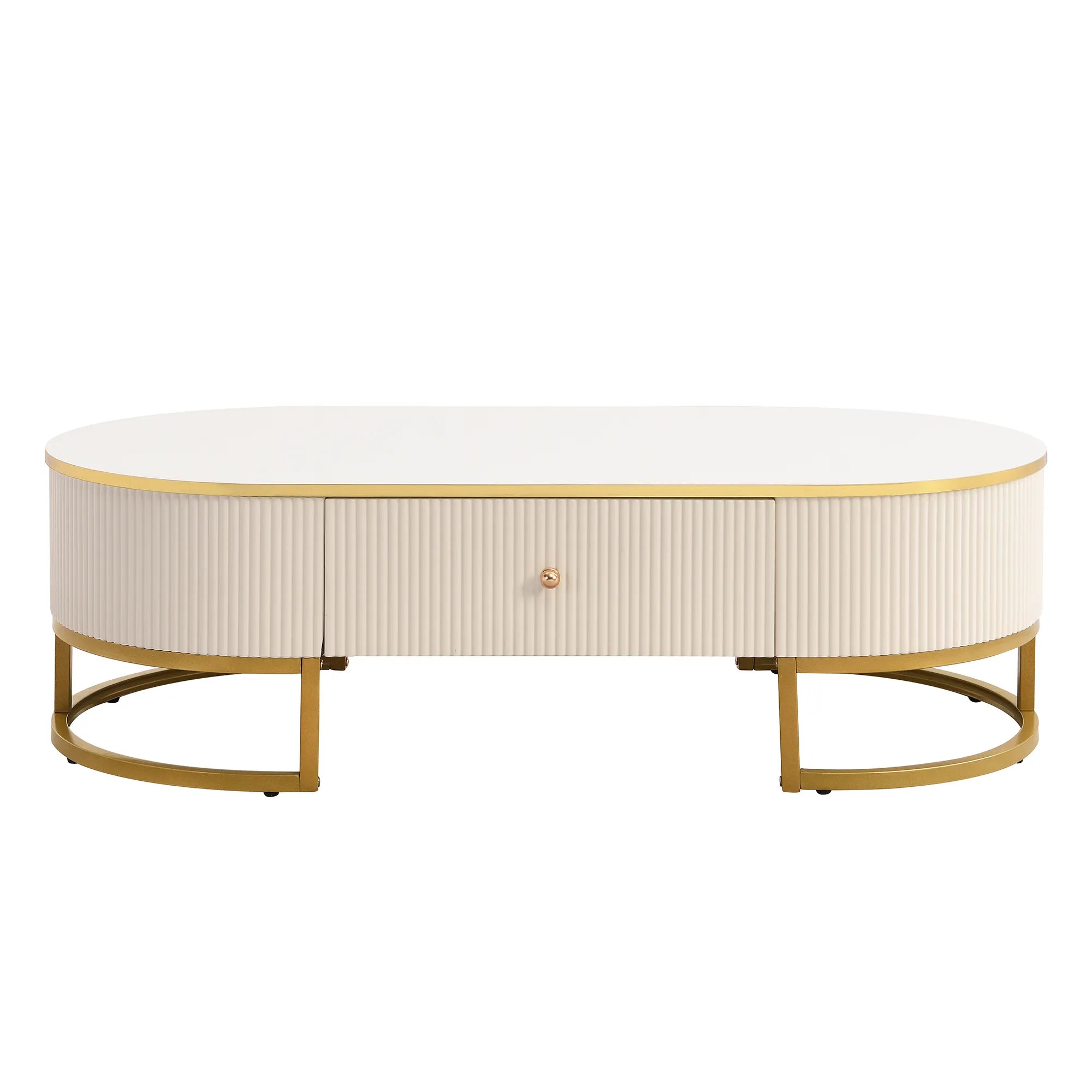 47" Modern Oval Coffee Table with Drawers