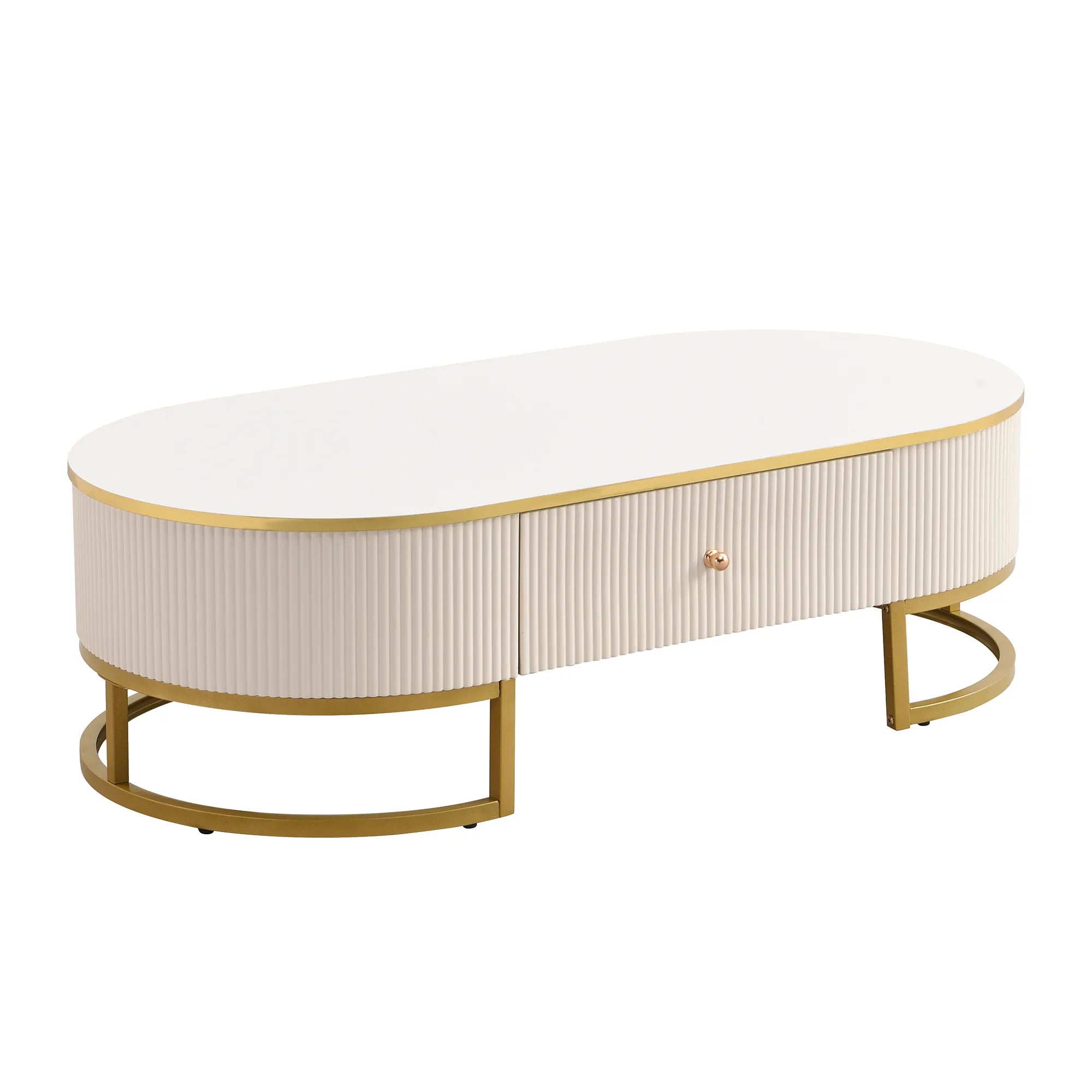 47" Modern Oval Coffee Table with Drawers