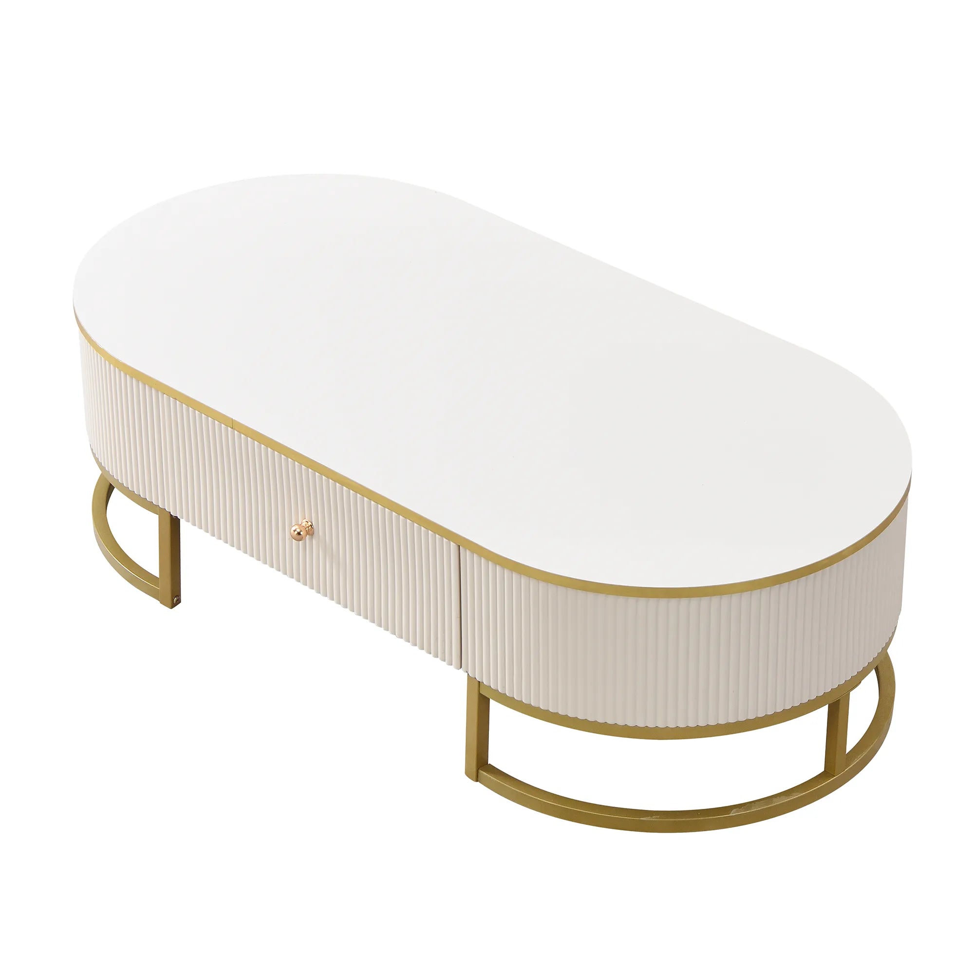 47" Modern Oval Coffee Table with Drawers