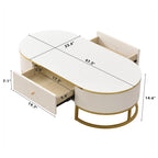 47" Modern Oval Coffee Table with Drawers