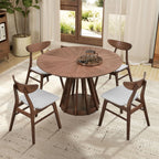 47" Modern Round Dining Table Set With 4 Upholstered Chairs