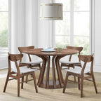 47" Modern Round Dining Table Set With 4 Upholstered Chairs