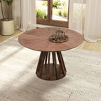 47" Modern Round Dining Table Set With 4 Upholstered Chairs
