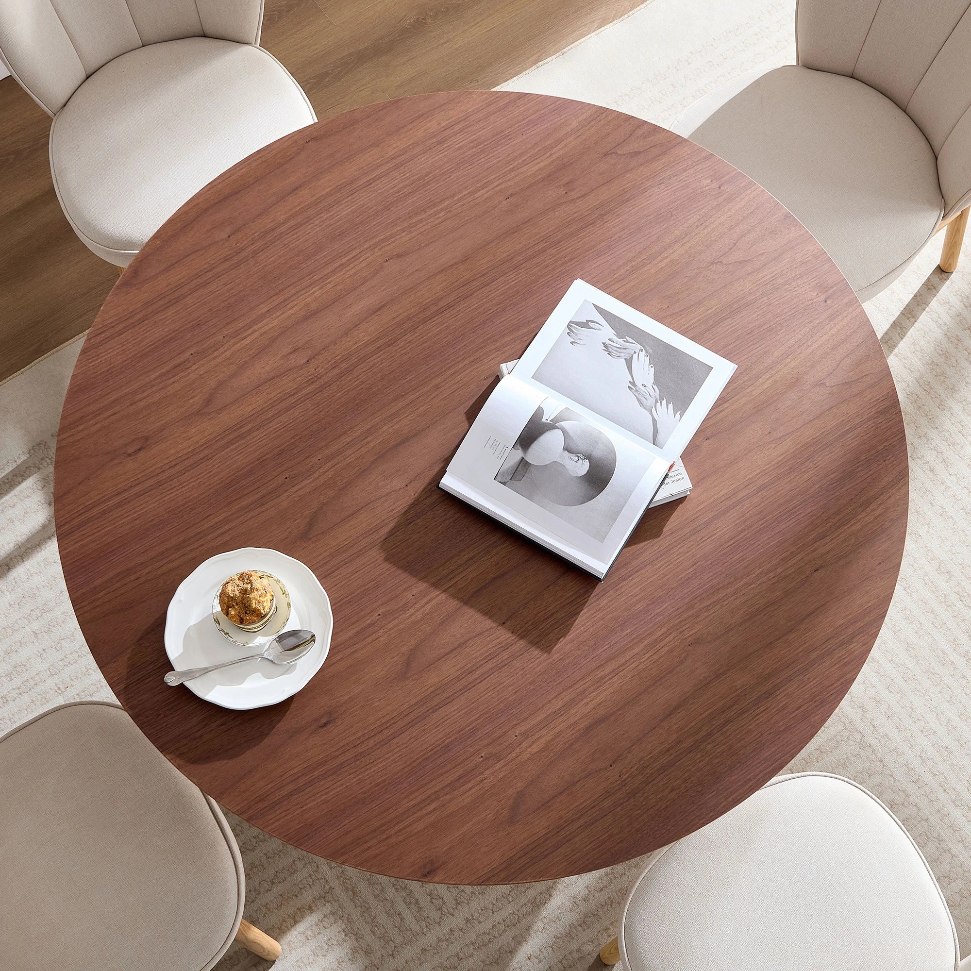 47" Modern Round MDF Dining Table With Stylish Base