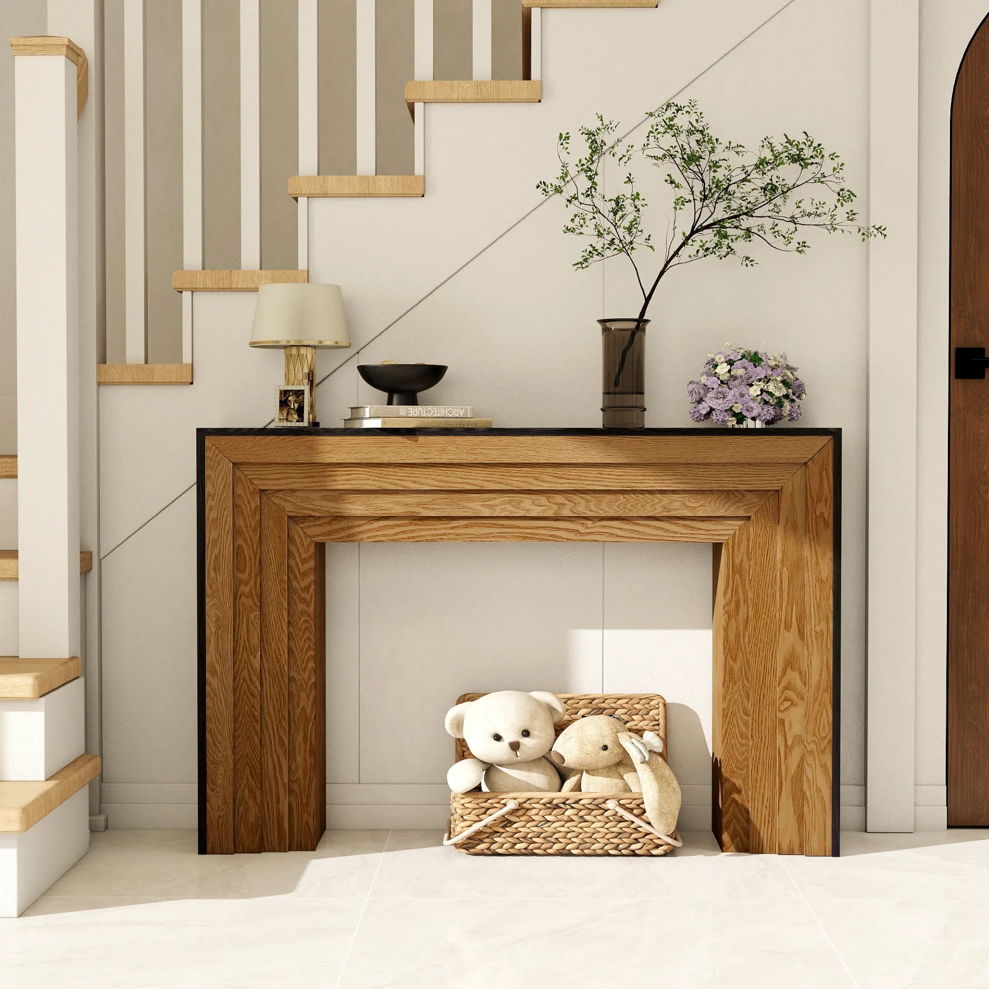 47” Modern Wood Console Table with Two-Tone Finish