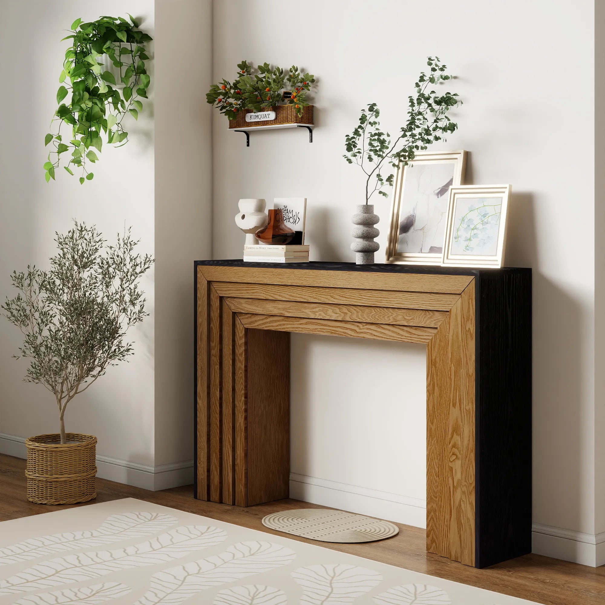 47” Modern Wood Console Table with Two-Tone Finish