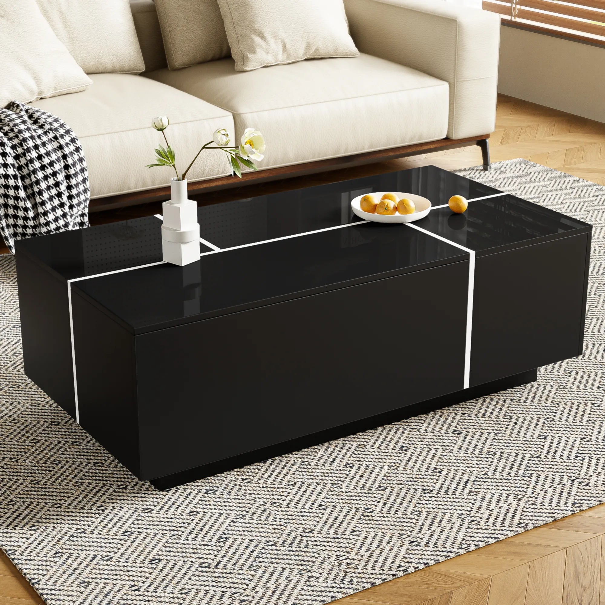 47" Modern Coffee Table With Sliding Top Storage