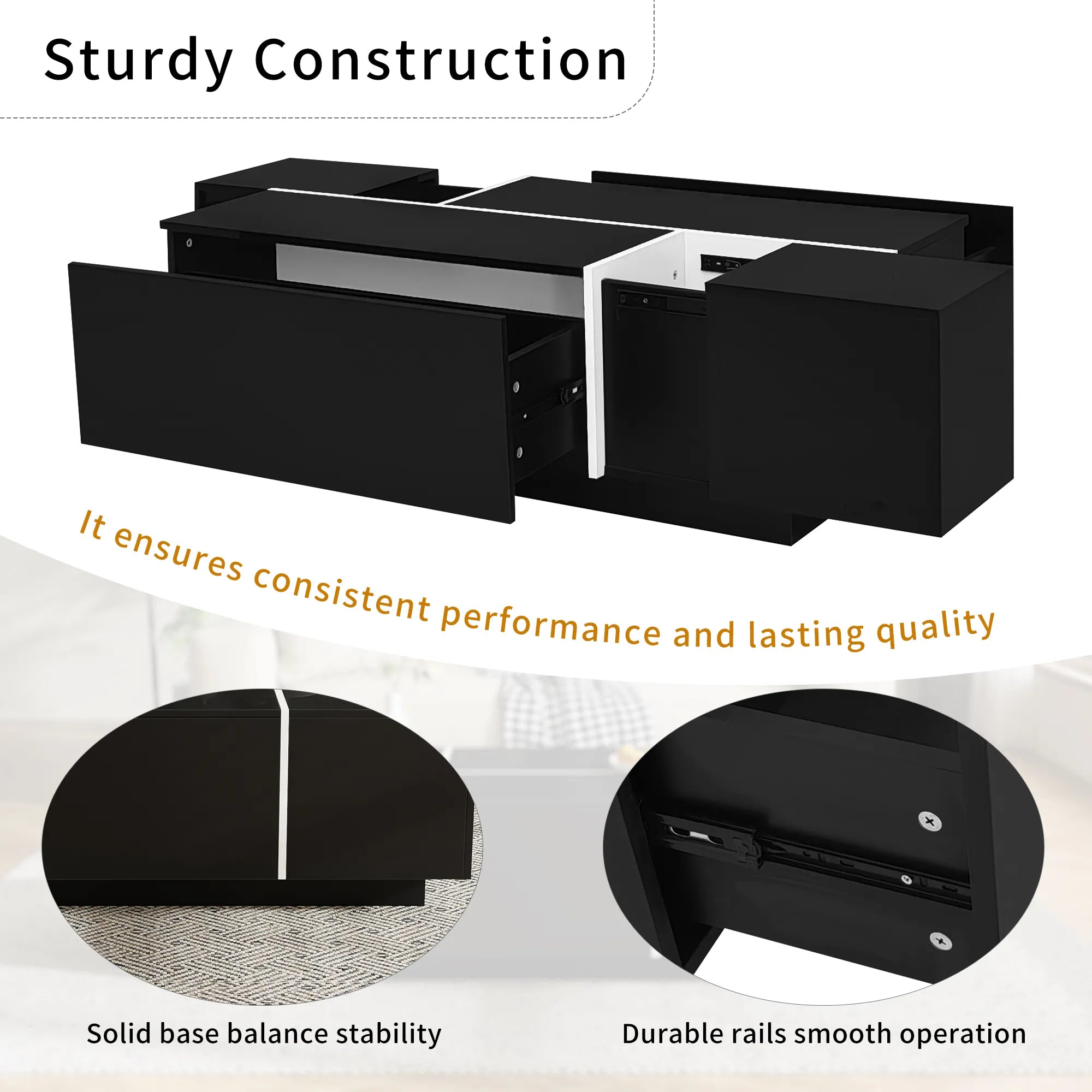 47" Modern Coffee Table With Sliding Top Storage