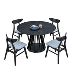 47" Modern Round Dining Table Set With 4 Upholstered Chairs