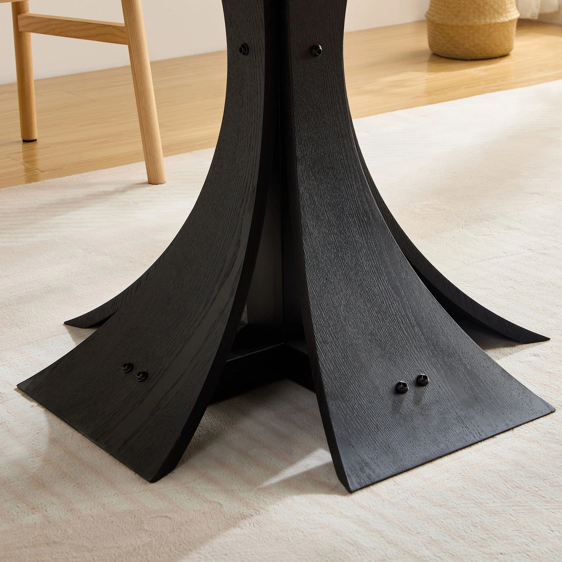 47" Modern Round MDF Dining Table With Stylish Base