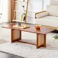 47" Rectangular Coffee Table, Solid Wood And Rattan