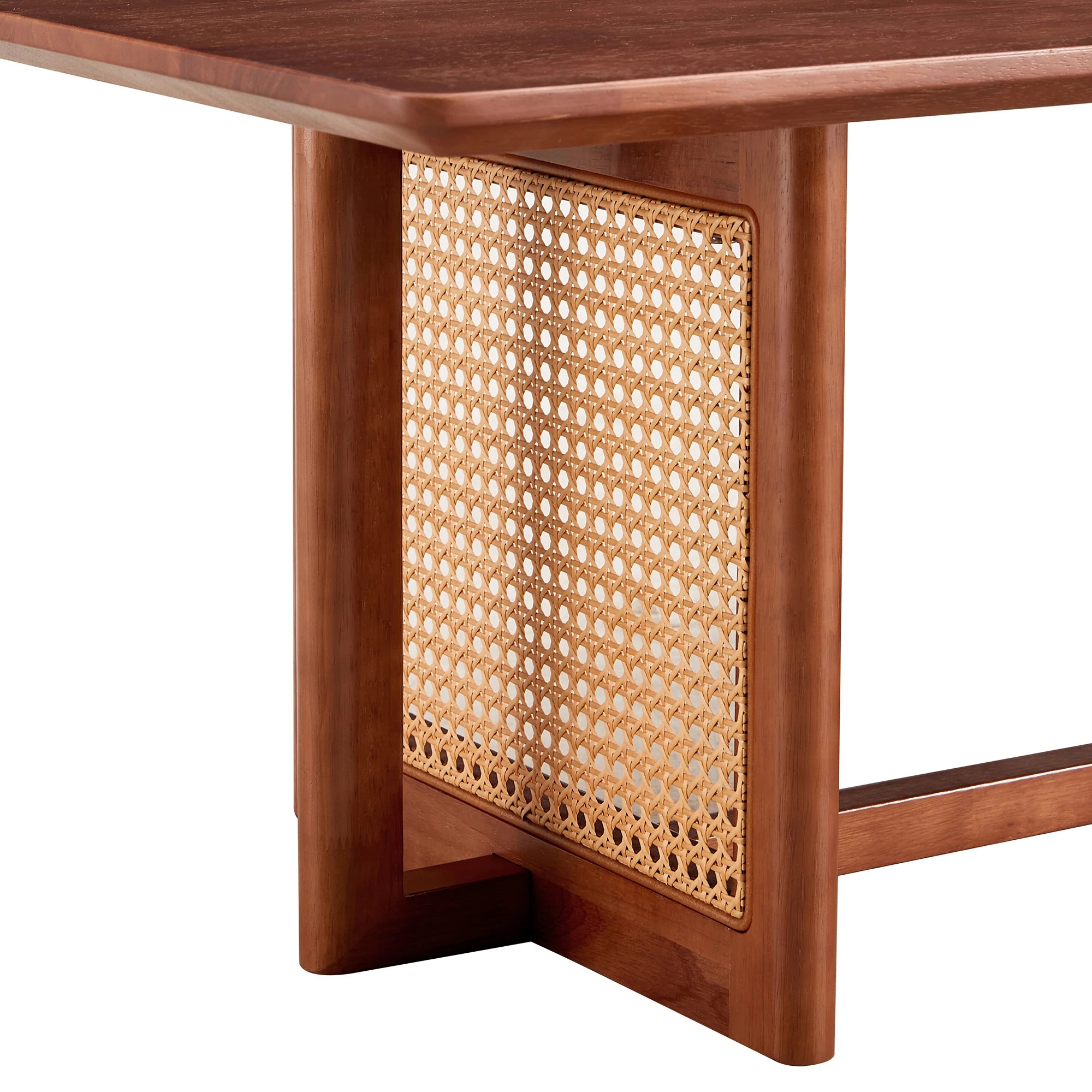 47" Rectangular Coffee Table, Solid Wood And Rattan