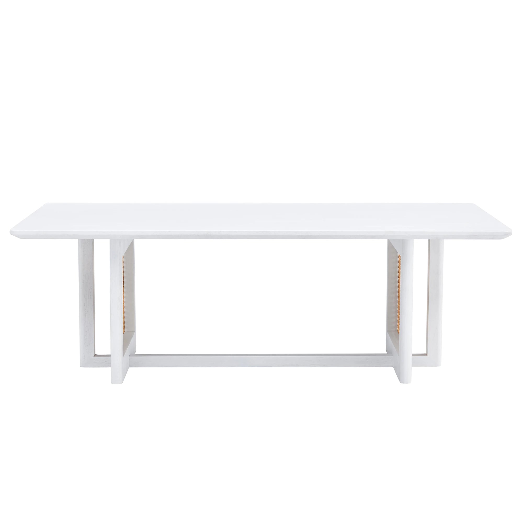 47" Rectangular Coffee Table, Solid Wood And Rattan