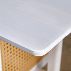 47" Rectangular Coffee Table, Solid Wood And Rattan