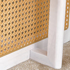 47" Rectangular Coffee Table, Solid Wood And Rattan