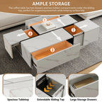 47" Rectangular Sliding Top Coffee Table with Hidden Storage