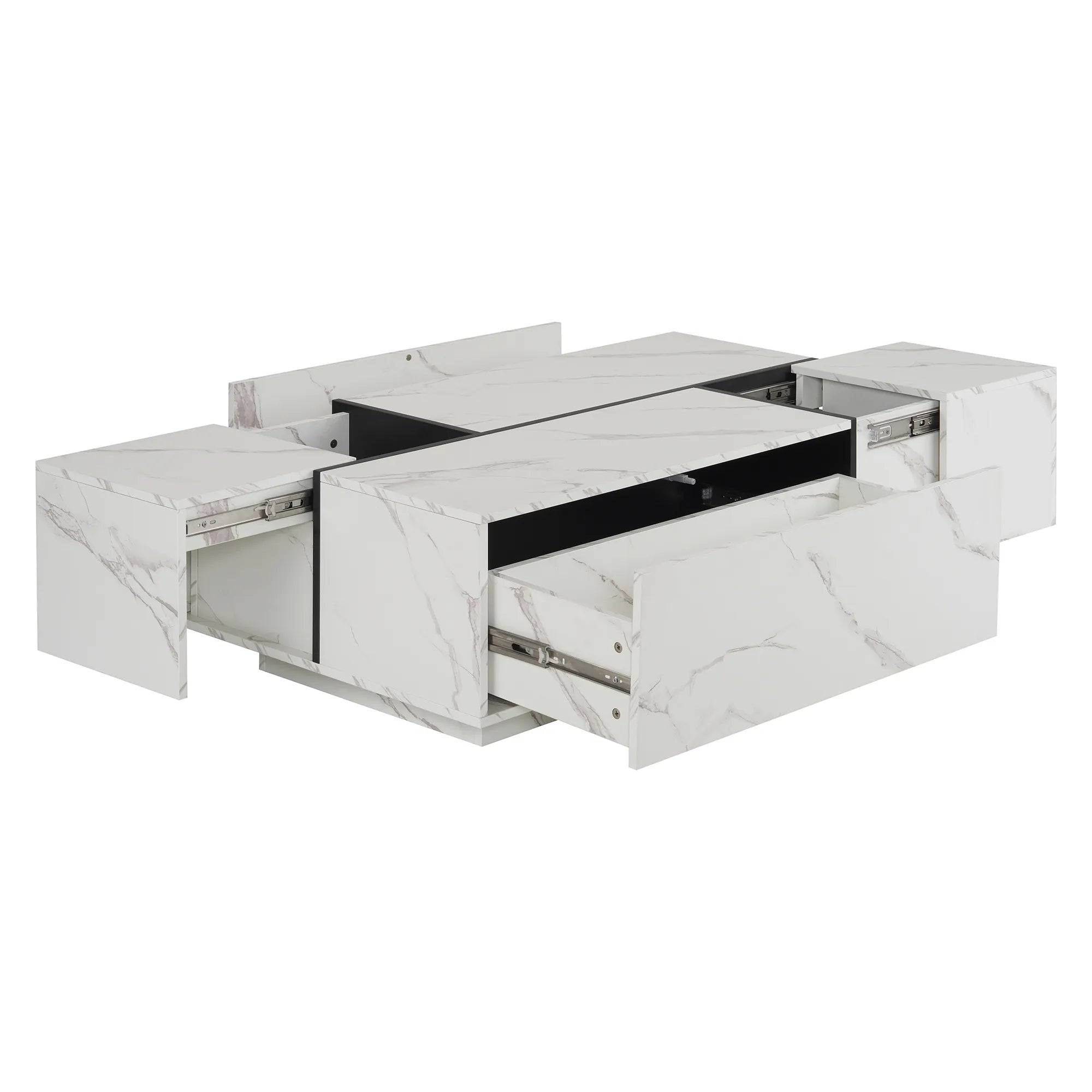 47" Rectangular Sliding Top Coffee Table with Hidden Storage
