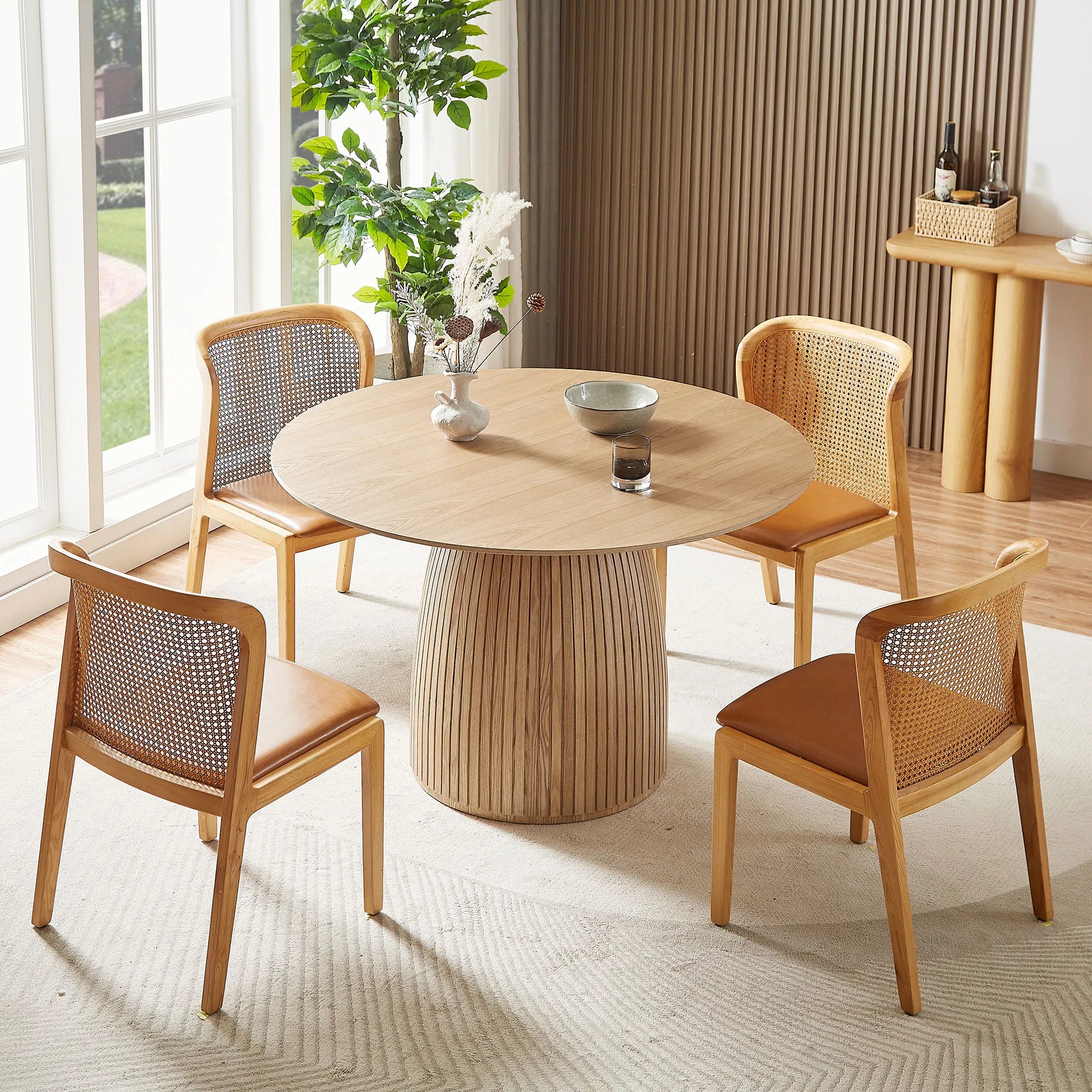 47" Round Wooden Modern Dining Table