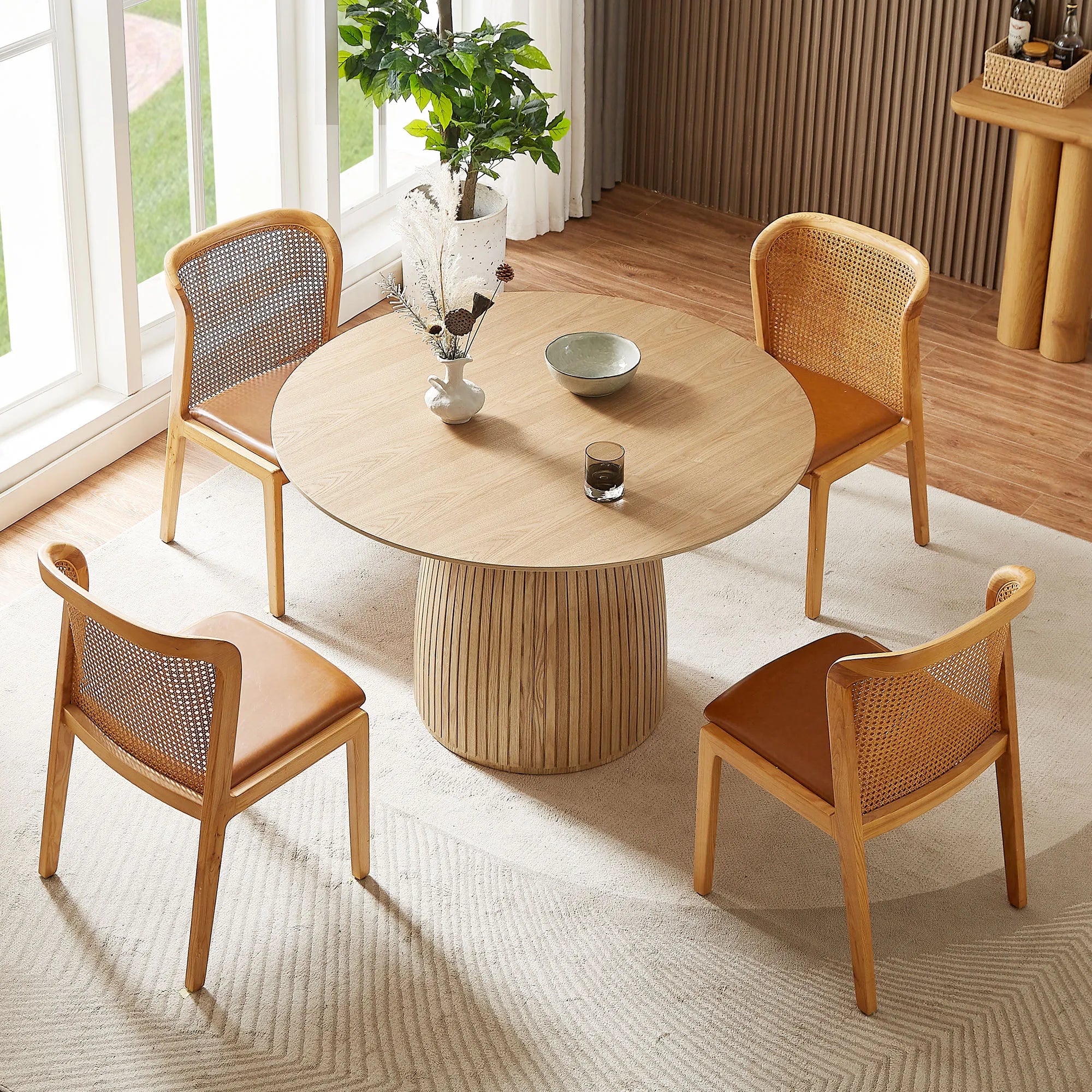 47" Round Wooden Modern Dining Table