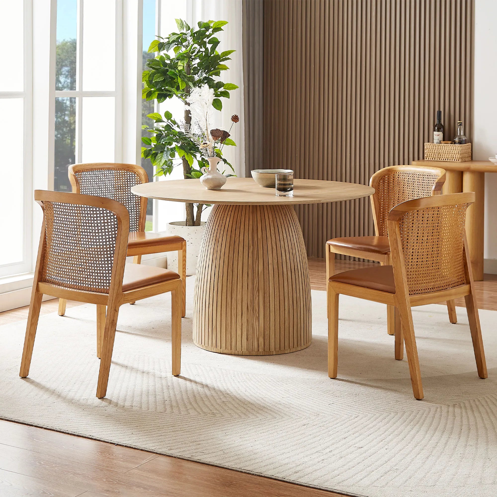 47" Round Wooden Modern Dining Table