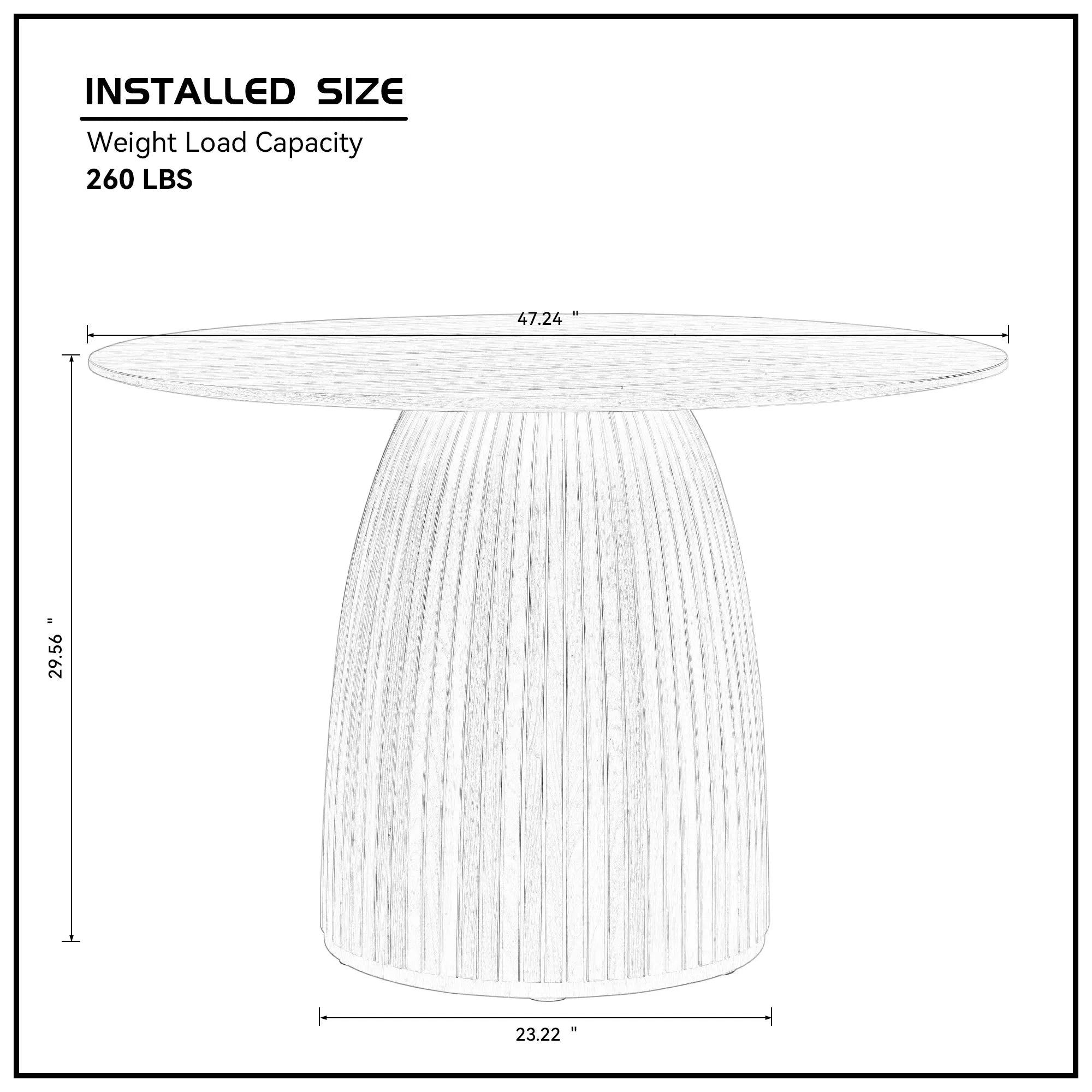 47" Round Wooden Modern Dining Table