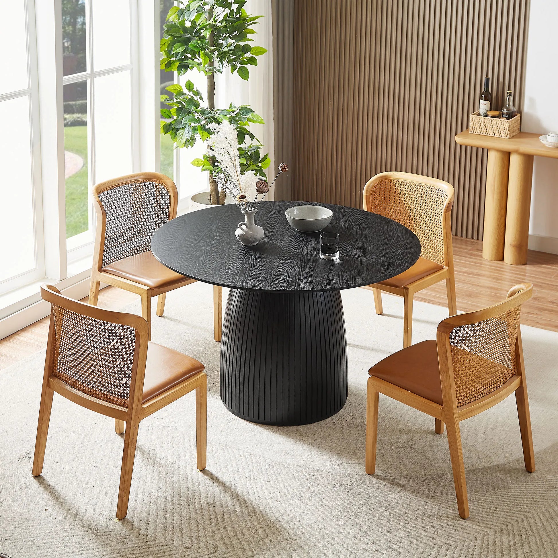 47" Round Wooden Modern Dining Table