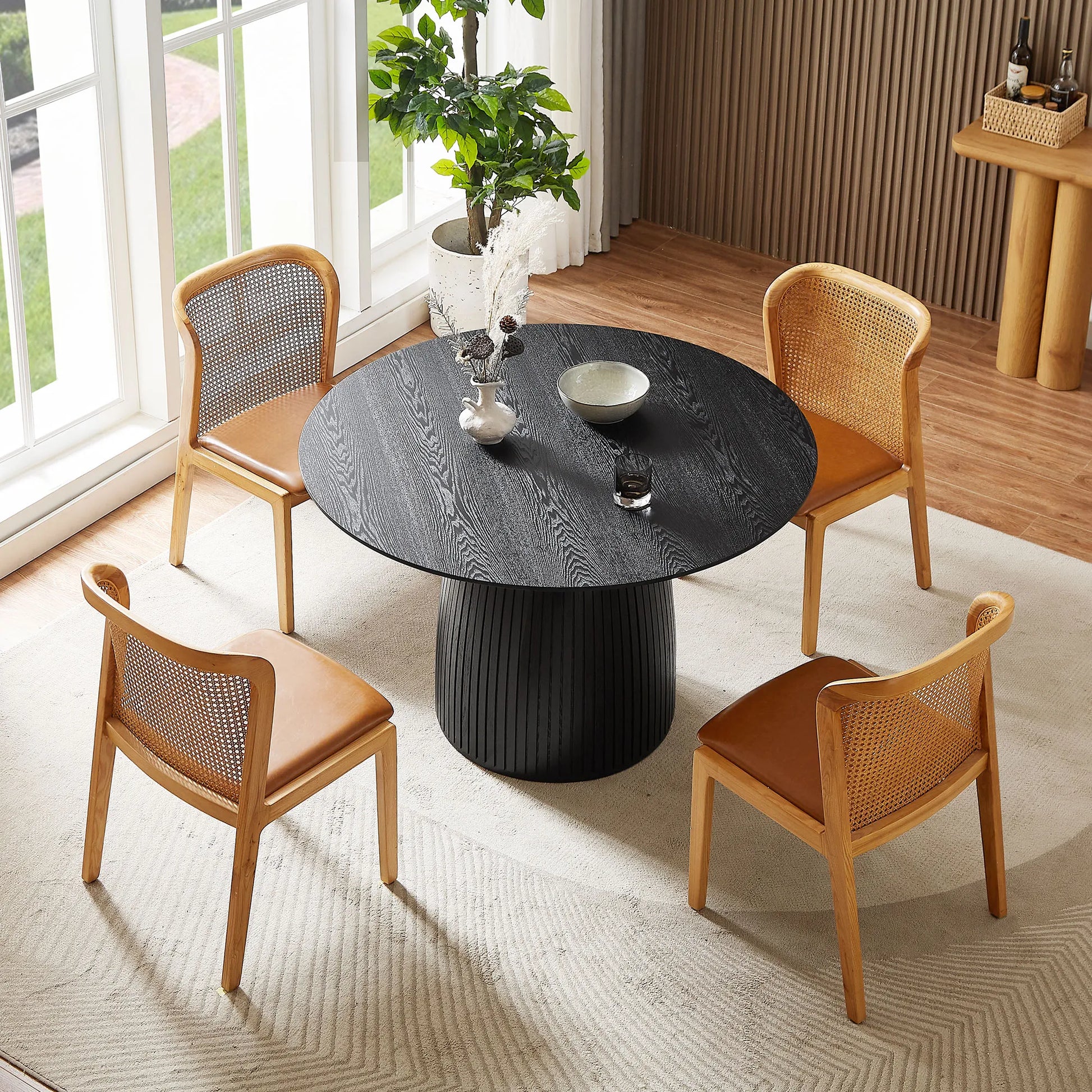 47" Round Wooden Modern Dining Table