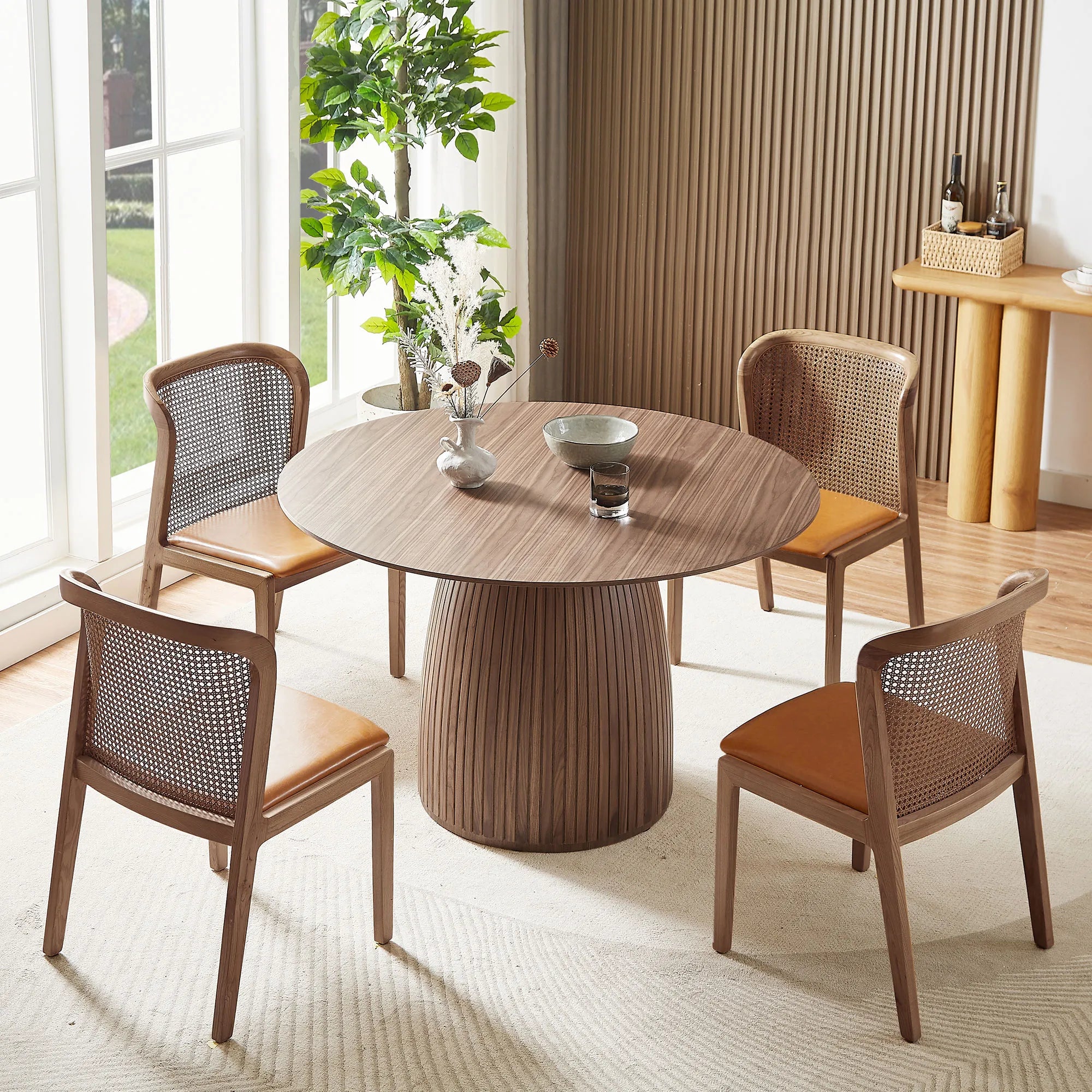 47" Round Wooden Modern Dining Table