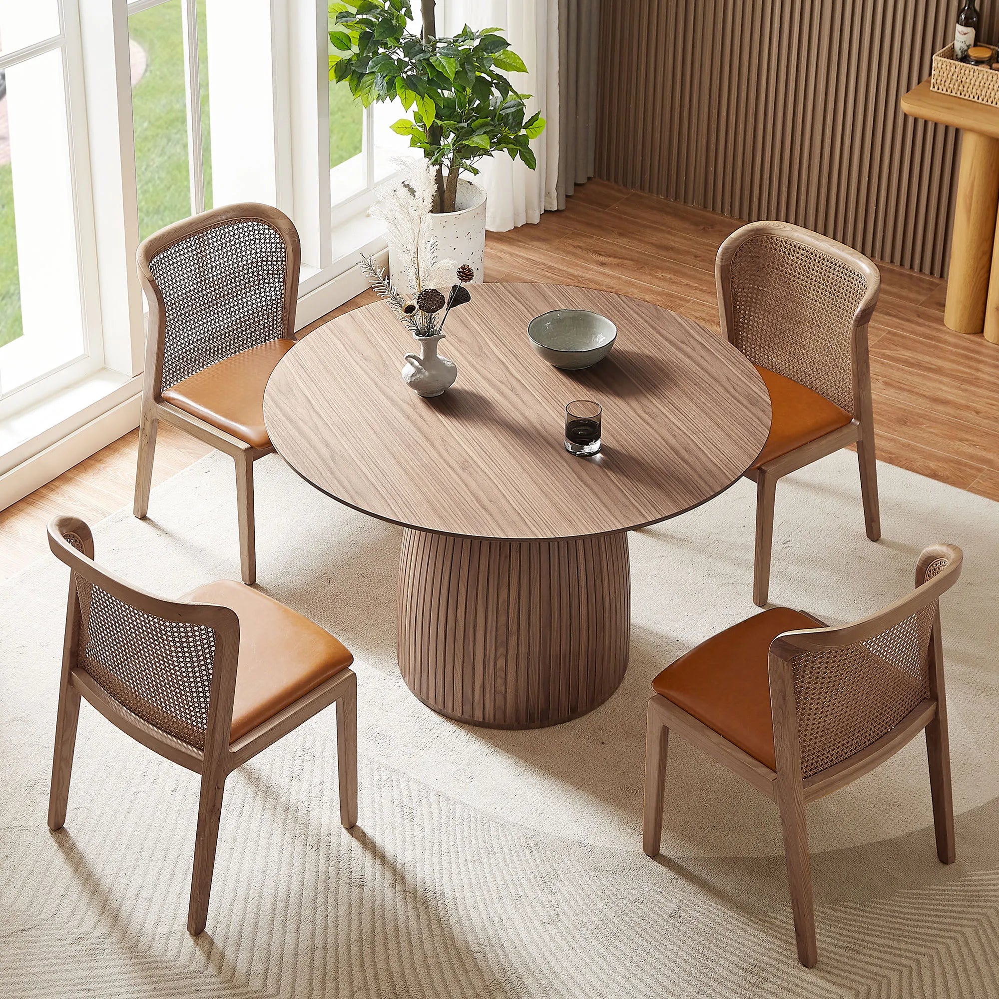 47" Round Wooden Modern Dining Table
