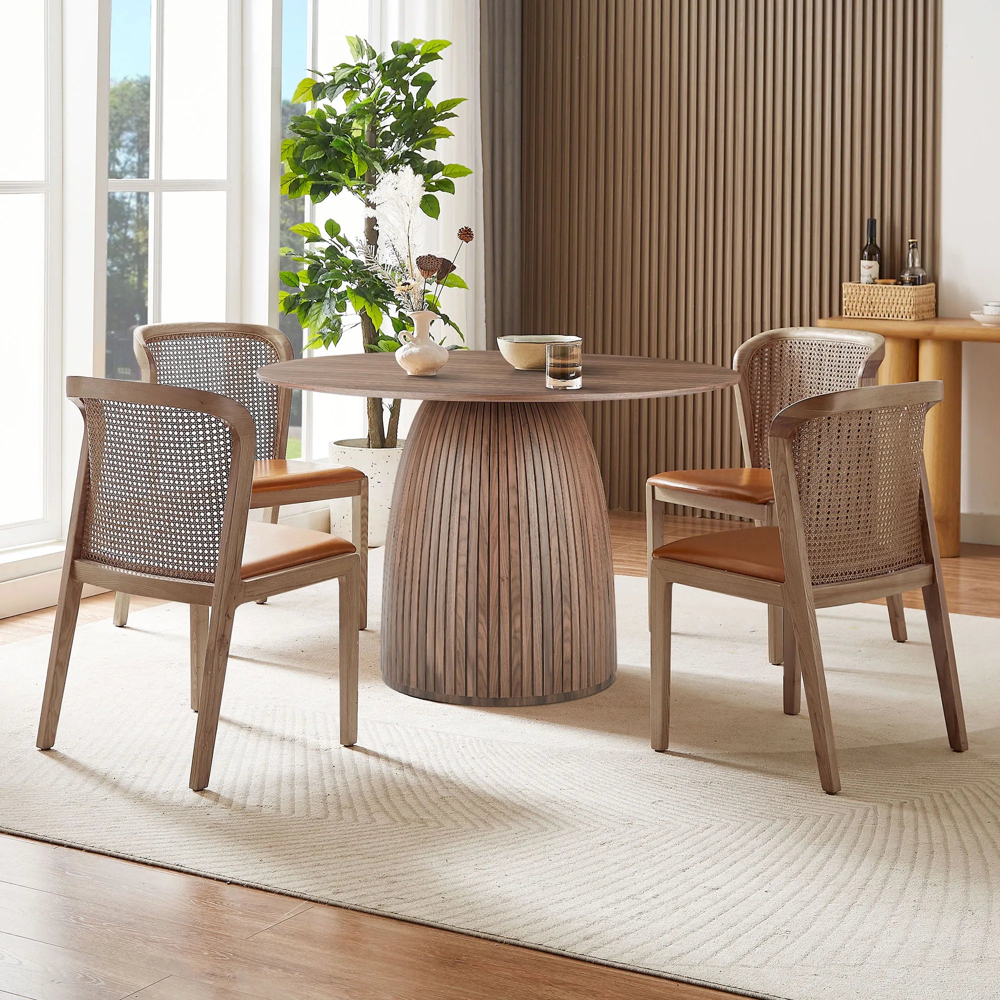 47" Round Wooden Modern Dining Table