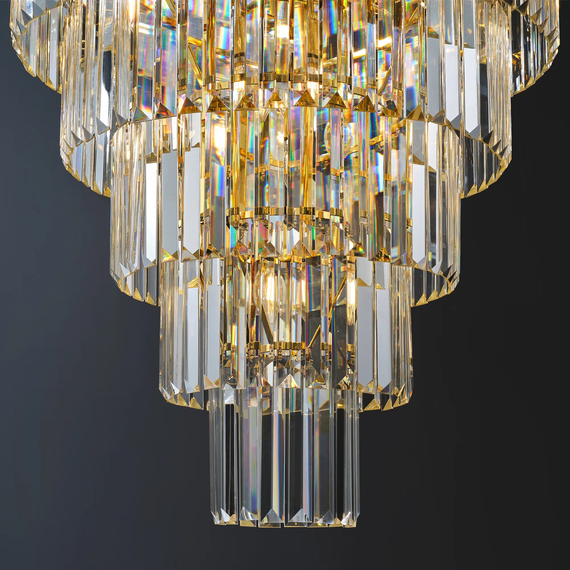 48” Grand Gold Tiered Crystal Chandelier