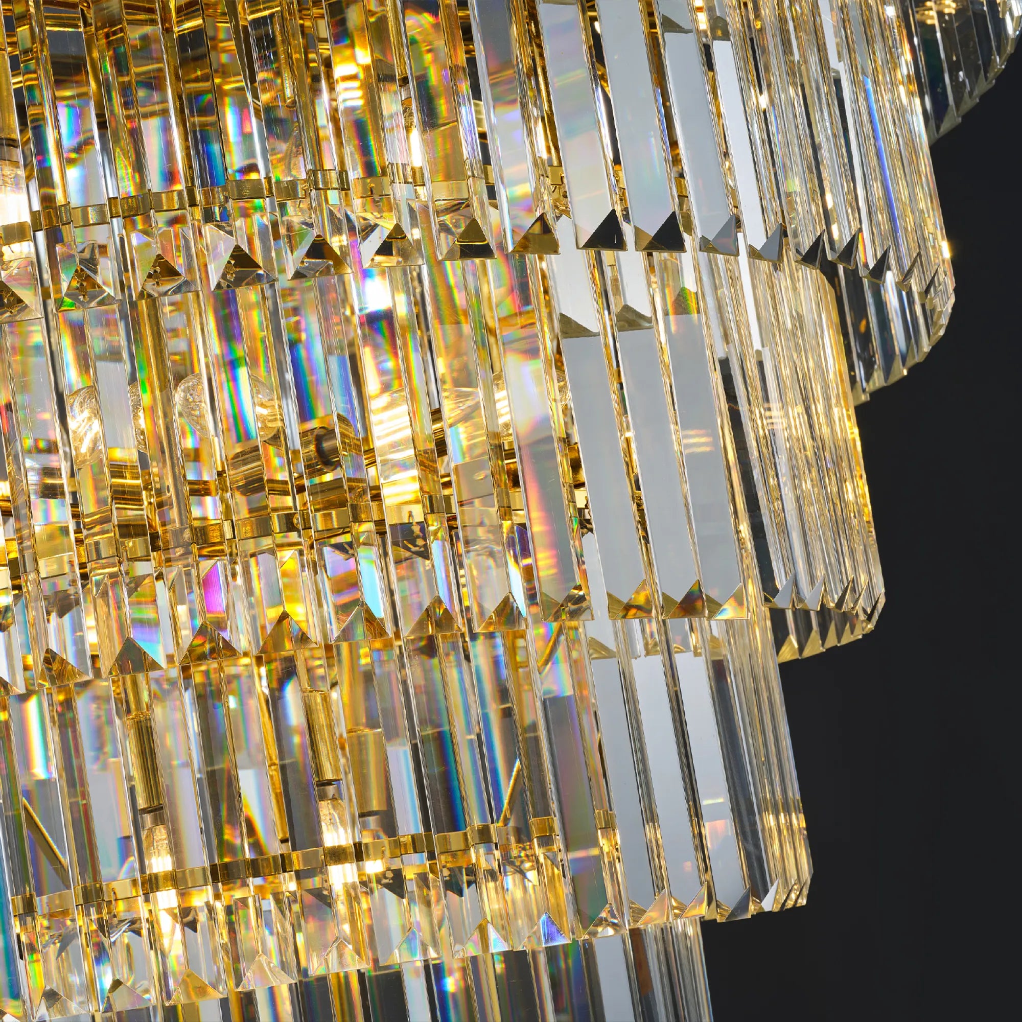 48” Grand Gold Tiered Crystal Chandelier