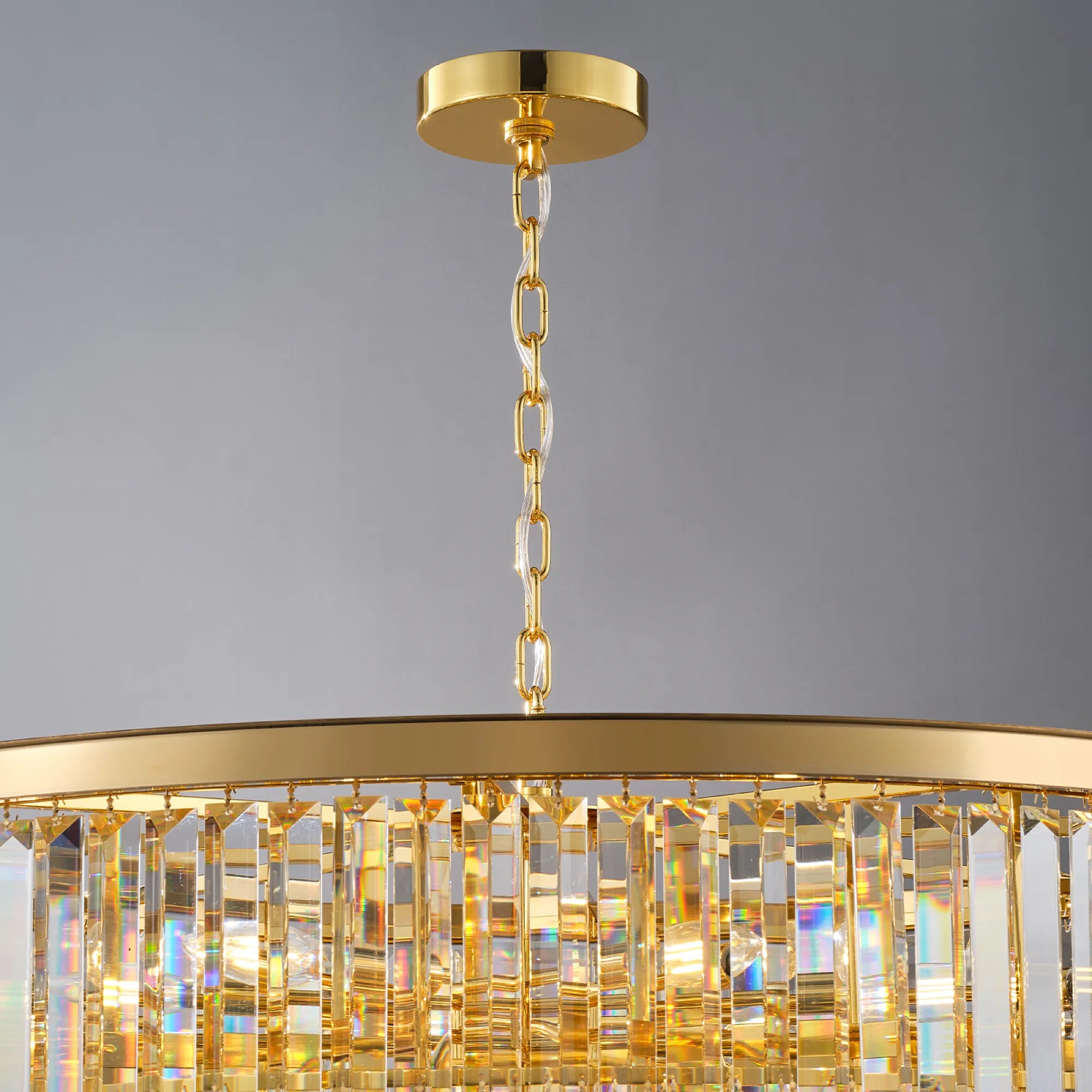 48” Grand Gold Tiered Crystal Chandelier