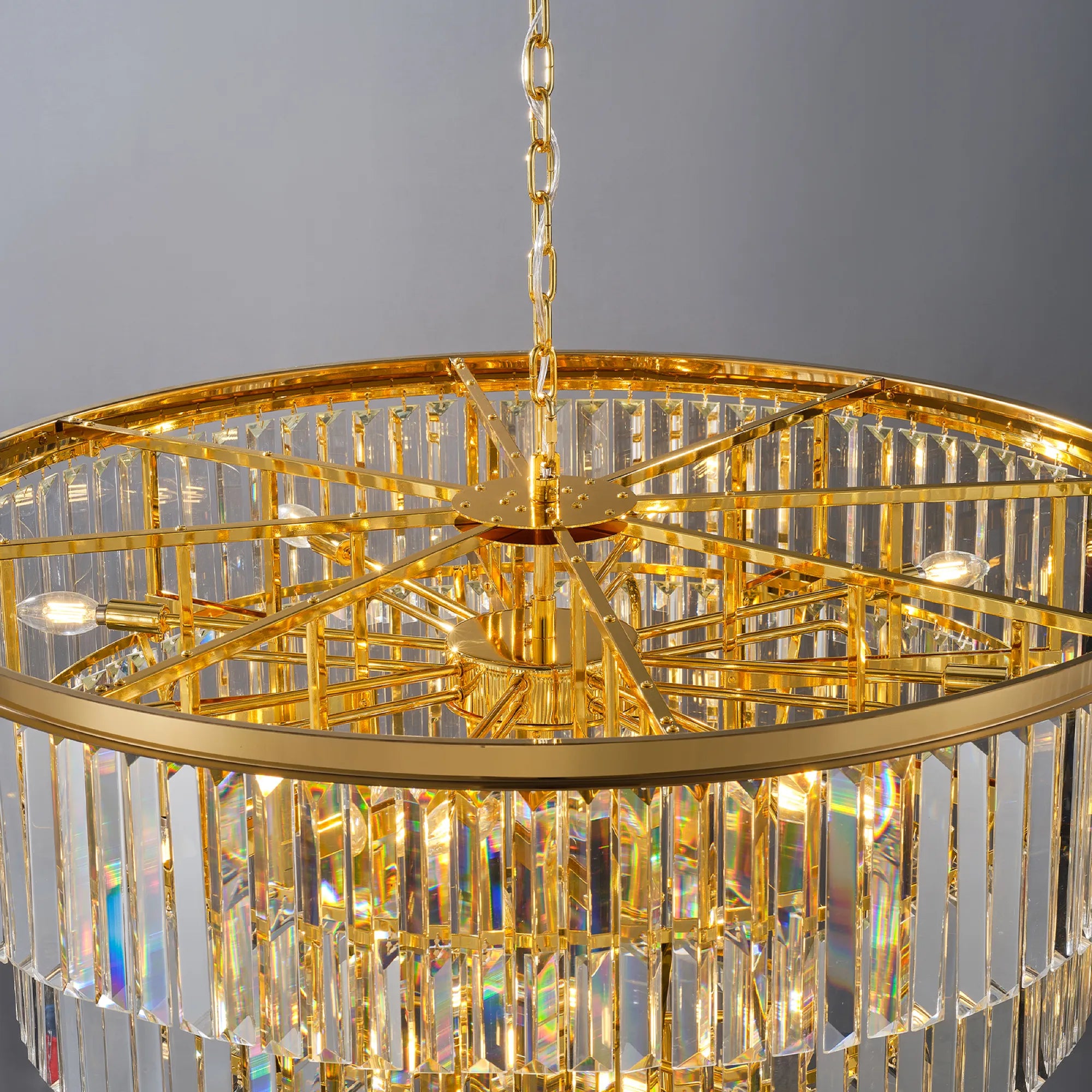 48” Grand Gold Tiered Crystal Chandelier