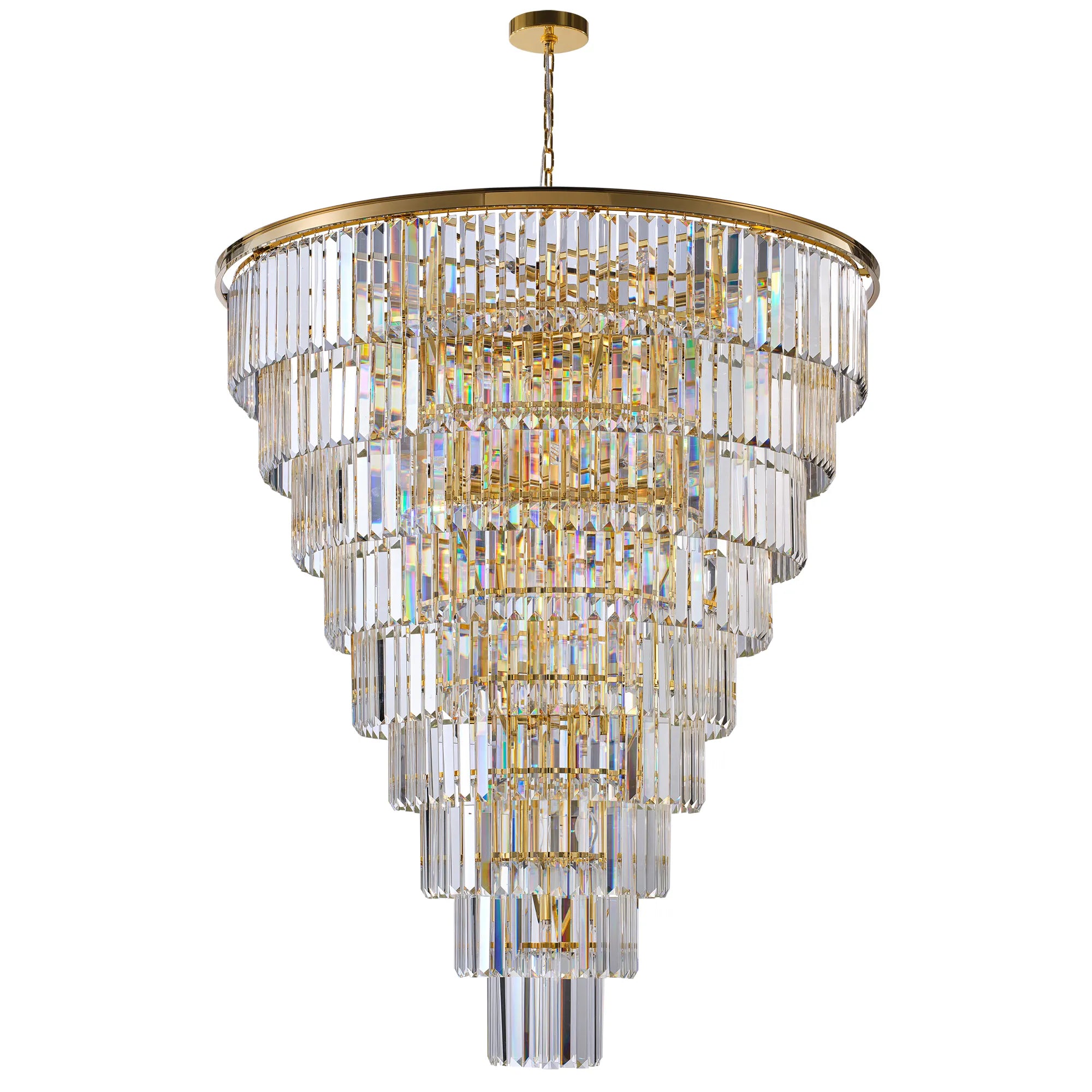 48” Grand Gold Tiered Crystal Chandelier