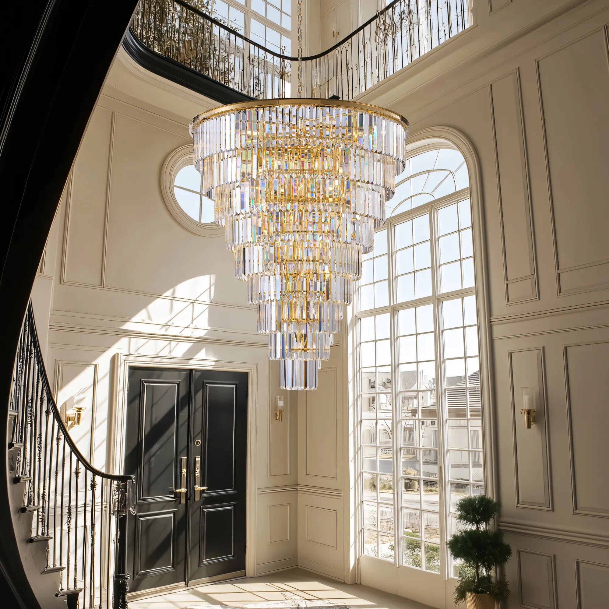 48” Grand Gold Tiered Crystal Chandelier