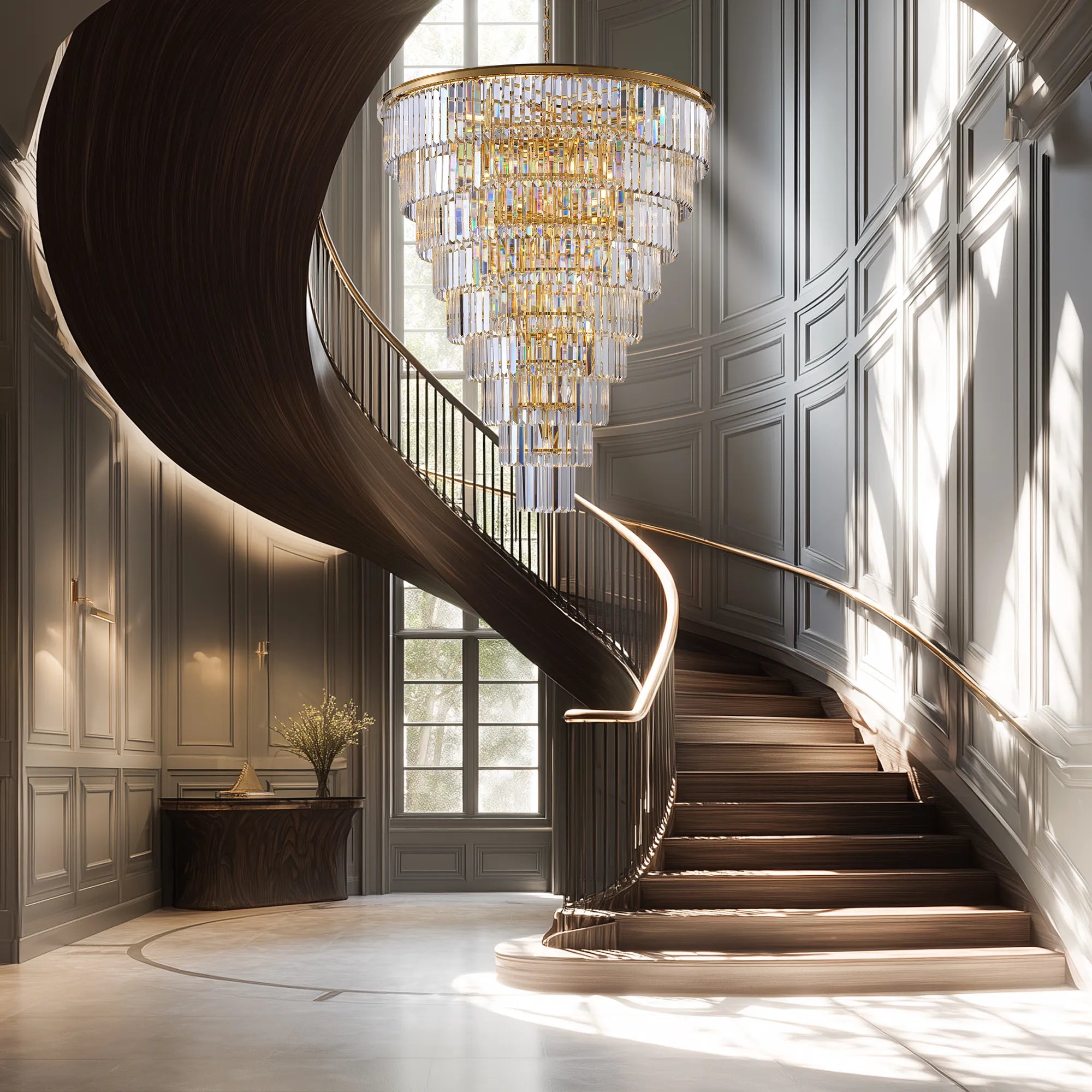 48” Grand Gold Tiered Crystal Chandelier