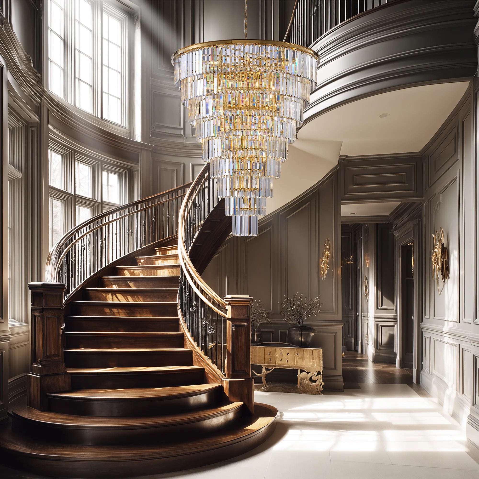 48” Grand Gold Tiered Crystal Chandelier